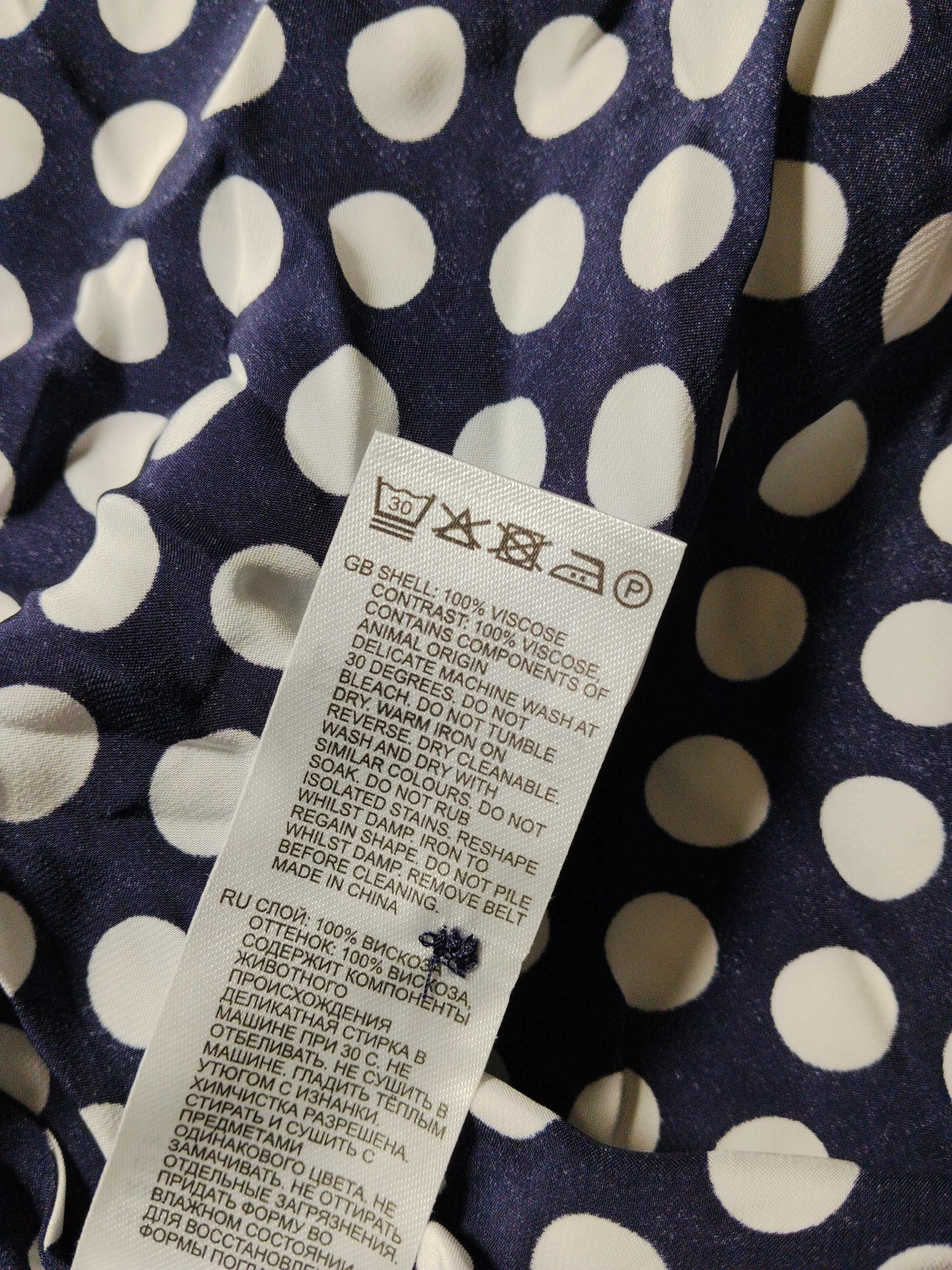 Reiss Women's Blouse UK 12 Blue Polkadot 100% Viscose Long Sleeve Collared Basic - Image 6