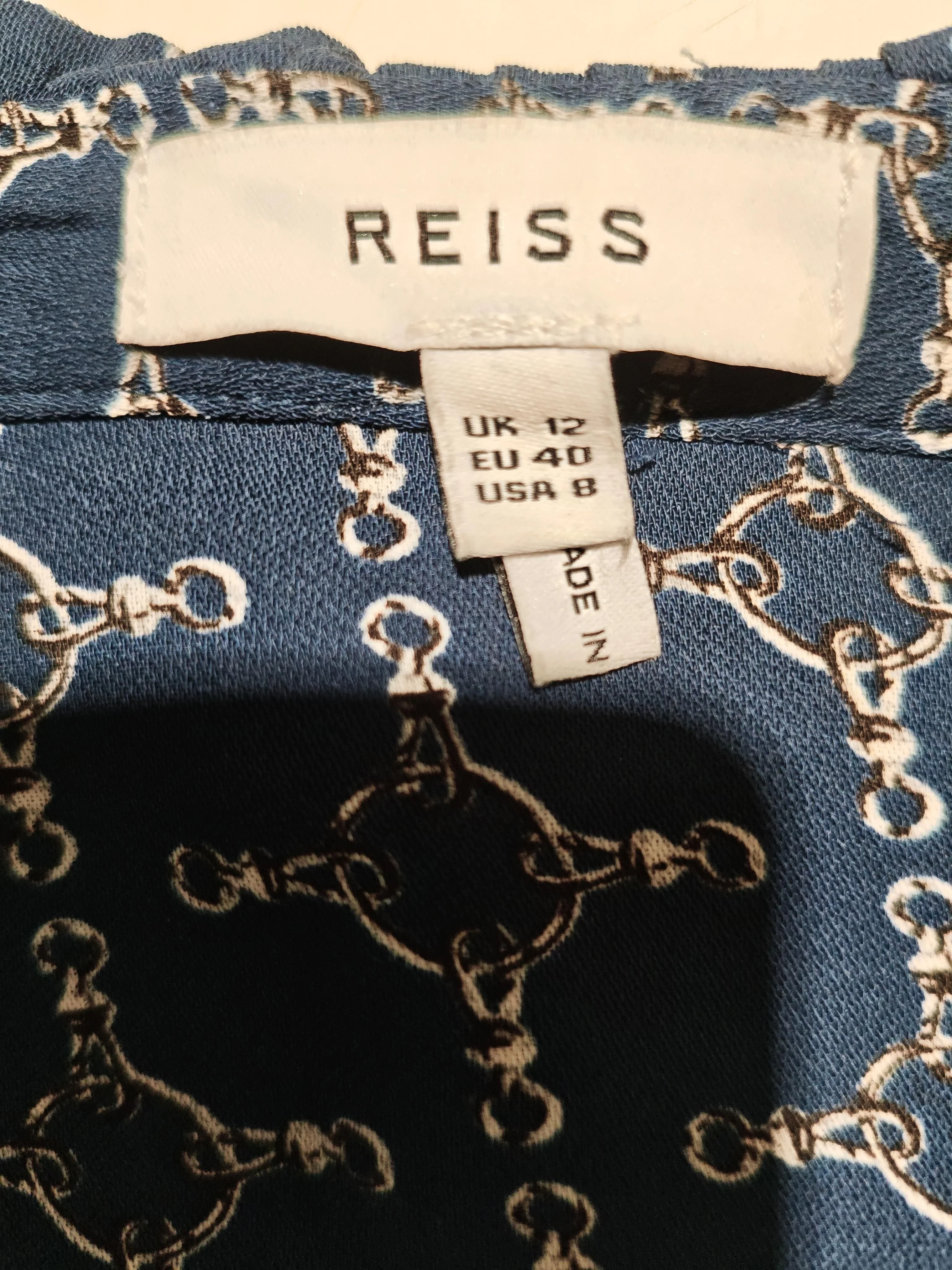 Reiss Women's Blouse UK 12 Blue Viscose with Polyester Basic - Image 5