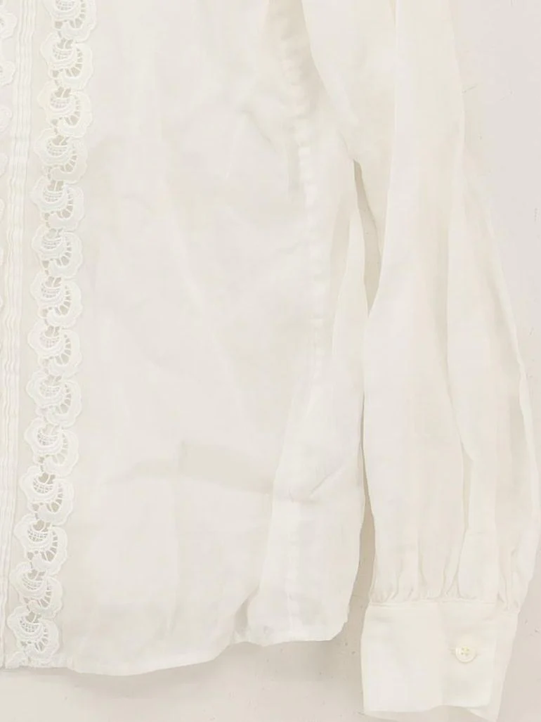 Reiss Women's Blouse UK 8 White Polyester with Other Long Sleeve Collared Basic - Image 4