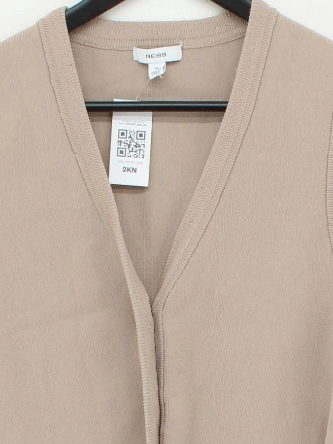 Reiss Women's Cardigan M Tan Viscose with Polyamide, Elastane V-Neck Cardigan - Image 3