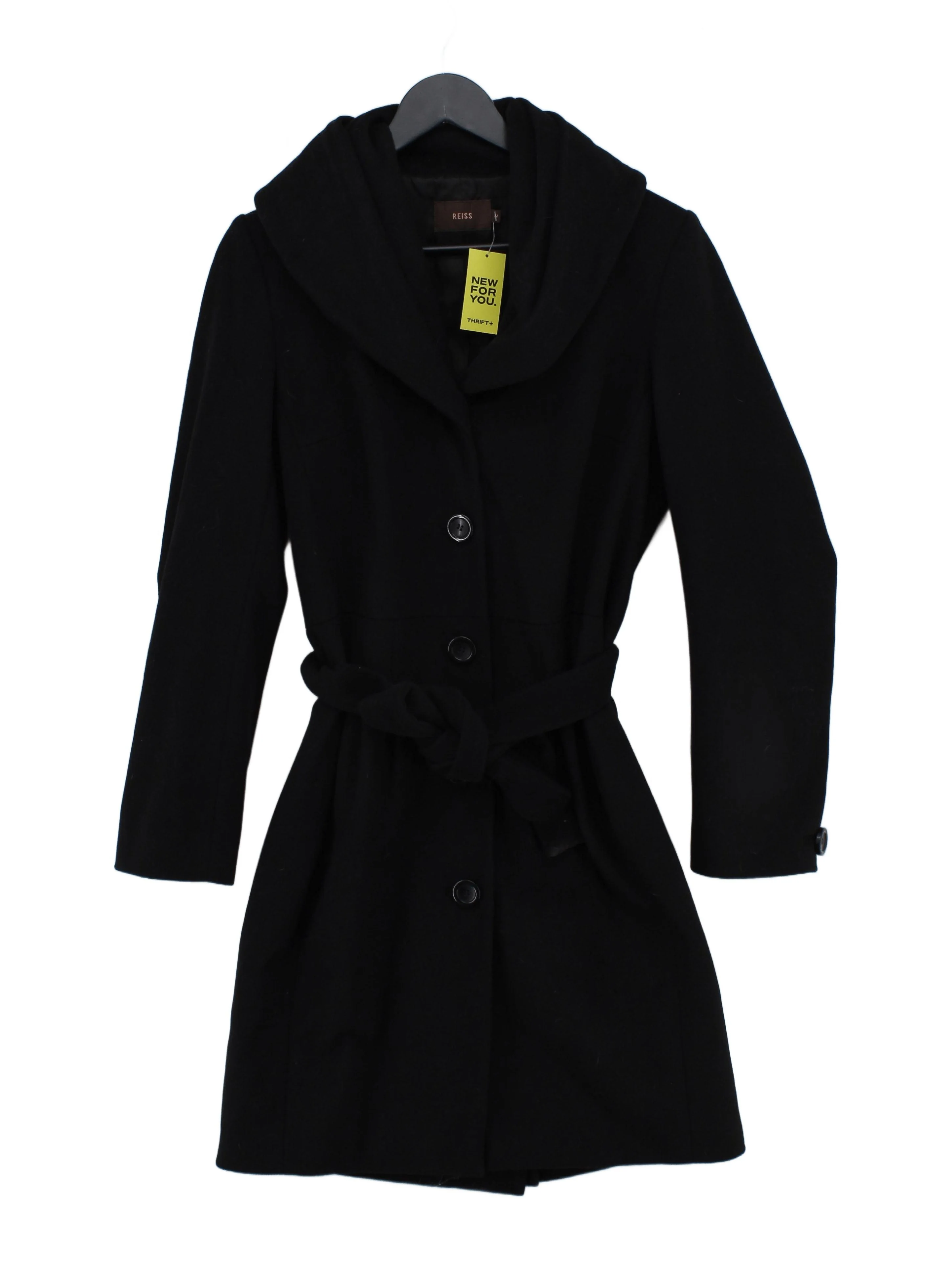 Reiss Women's Coat M Black Wool with Polyamide, Cashmere, Viscose Overcoat