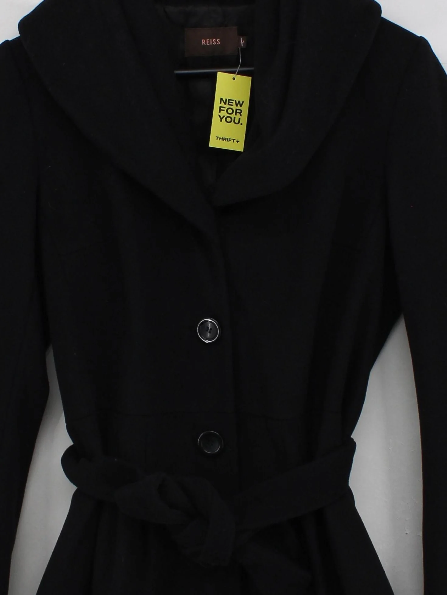 Reiss Women's Coat M Black Wool with Polyamide, Cashmere, Viscose Overcoat - Image 3