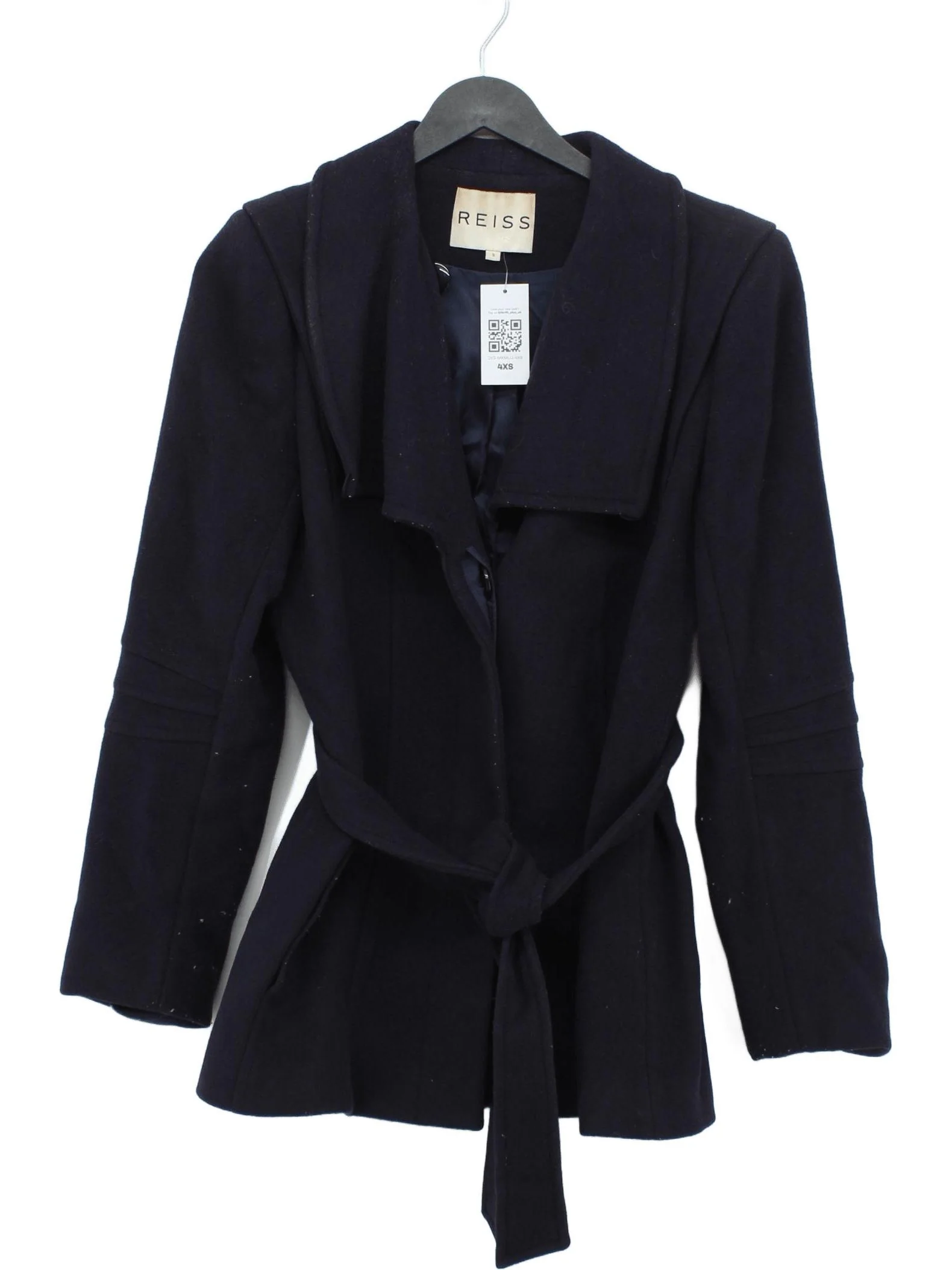 Reiss Women's Coat S Blue Wool with Polyamide Overcoat