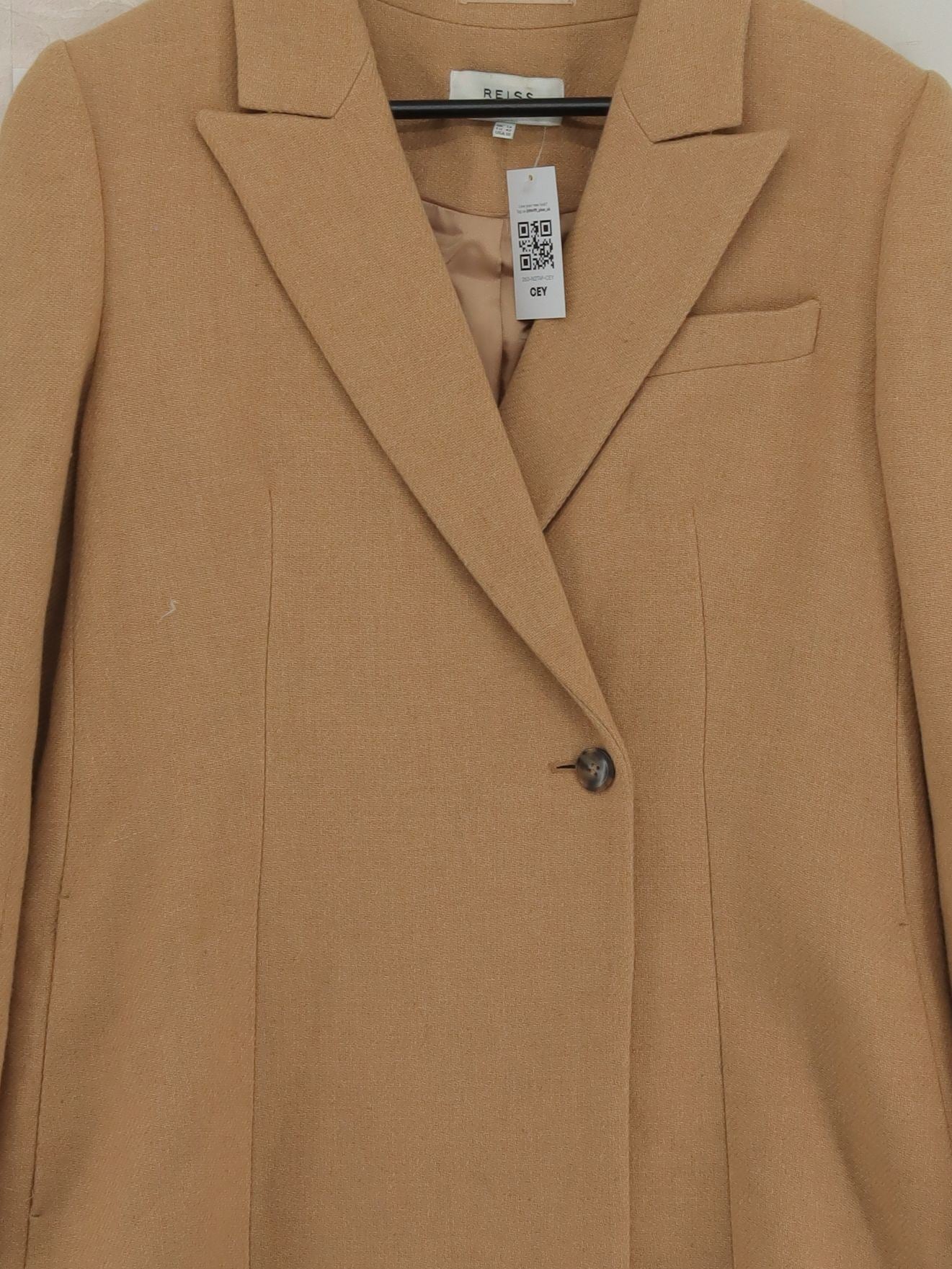 Reiss Women's Coat UK 14 Tan Wool with Polyamide Overcoat - Image 3