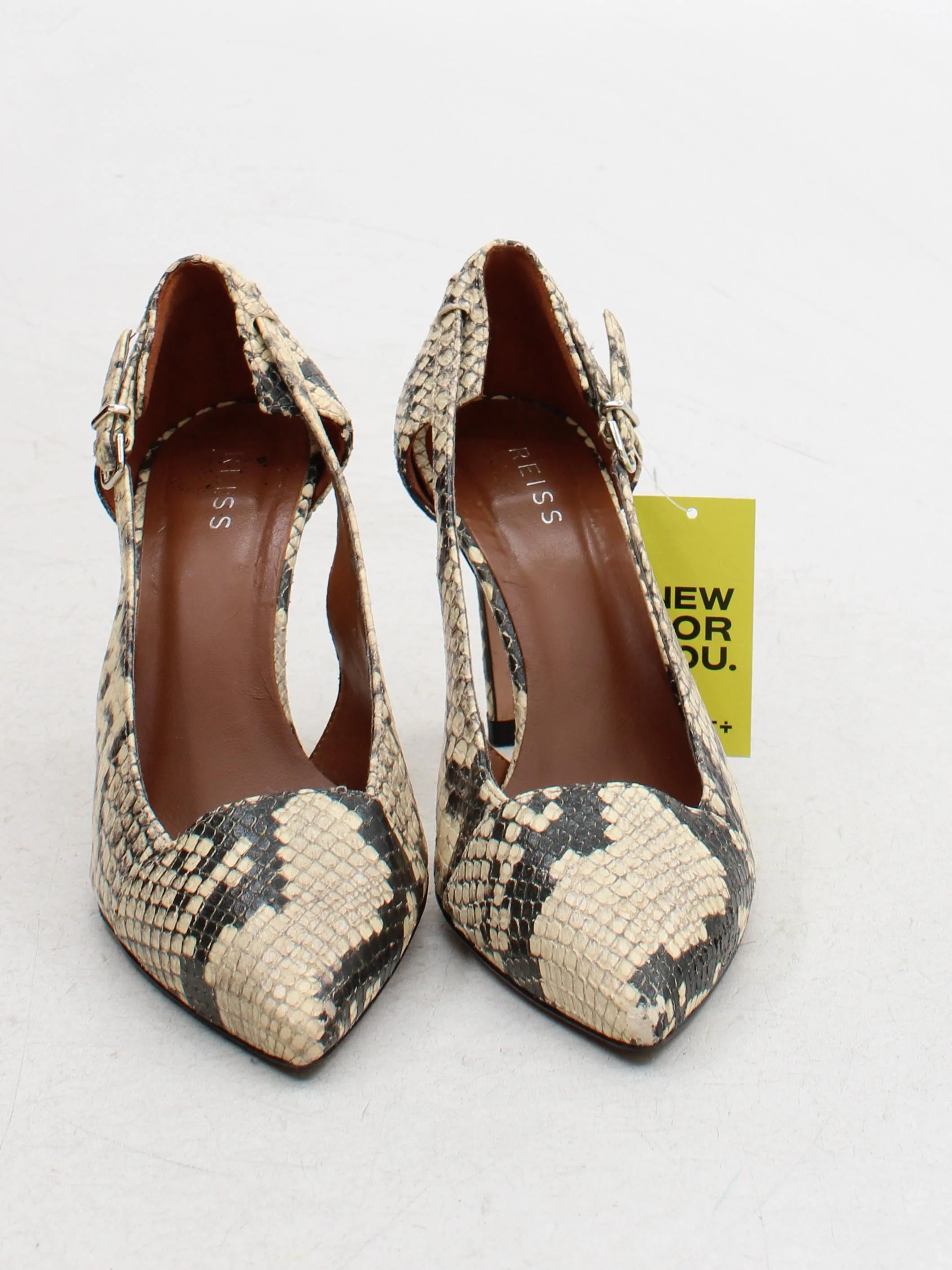 Reiss Women's Heels UK 5 Cream Animal Print 100% Leather Court - Image 2