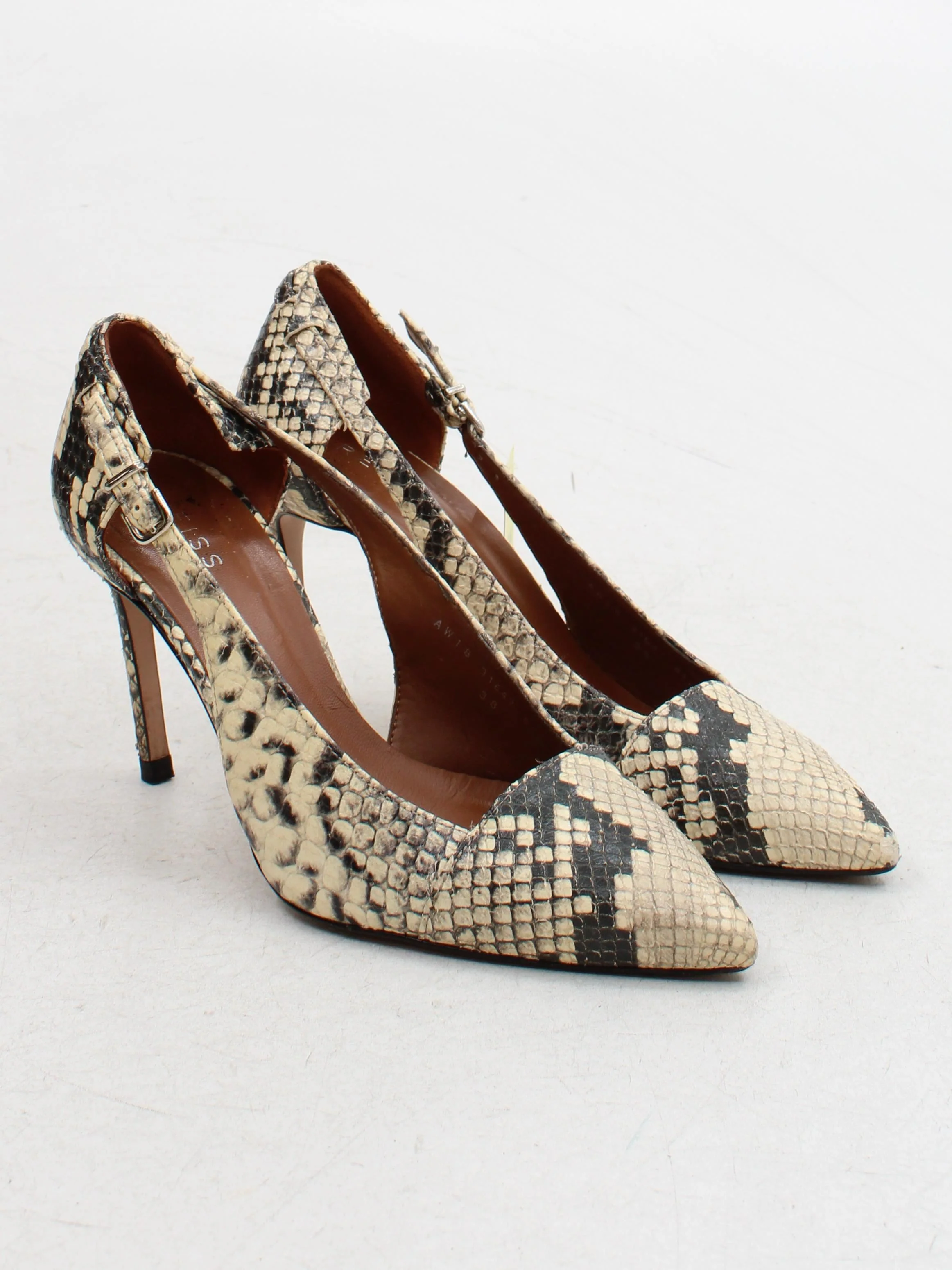Reiss Women's Heels UK 5 Cream Animal Print 100% Leather Court - Image 4