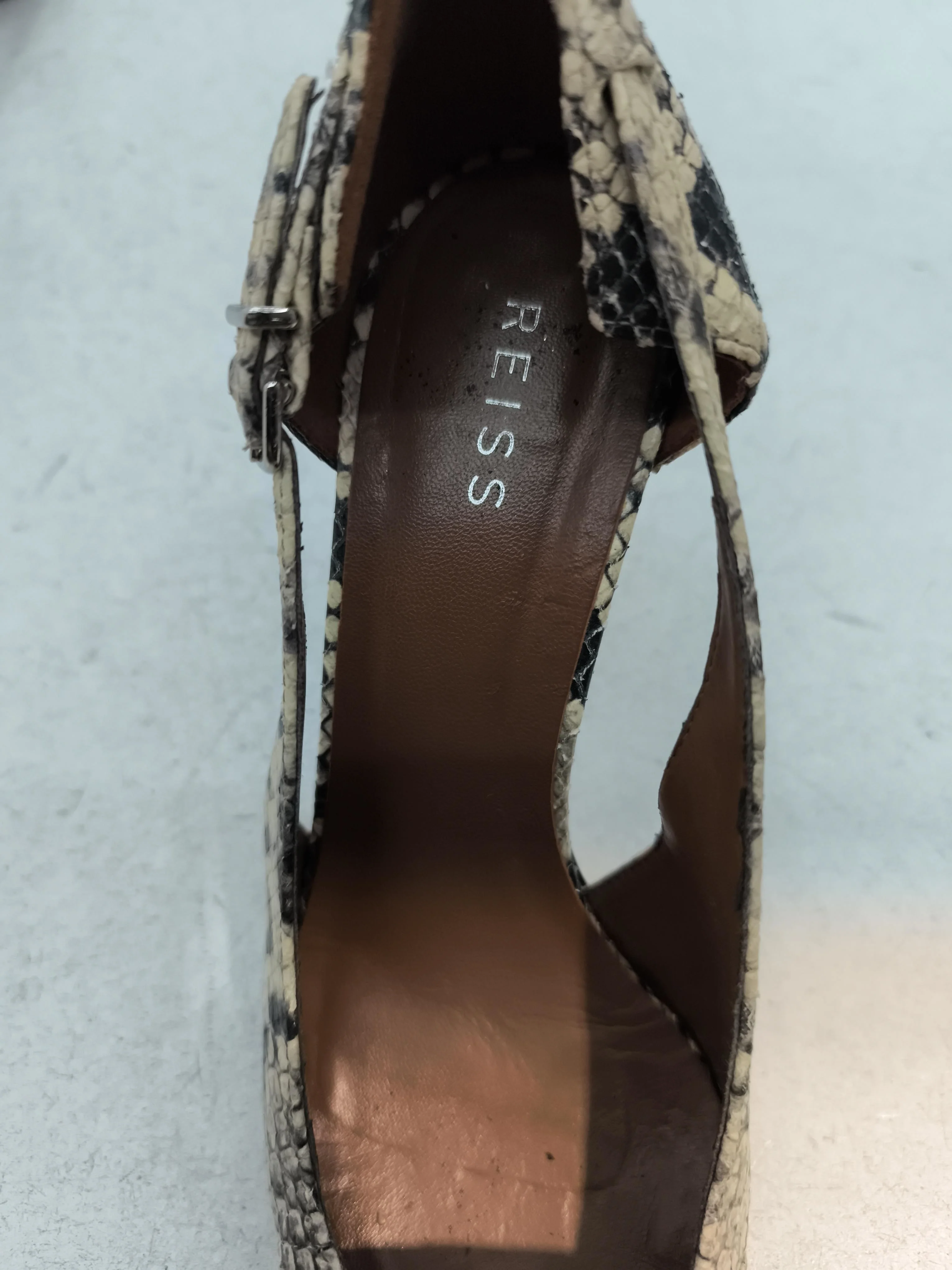 Reiss Women's Heels UK 5 Cream Animal Print 100% Leather Court - Image 6