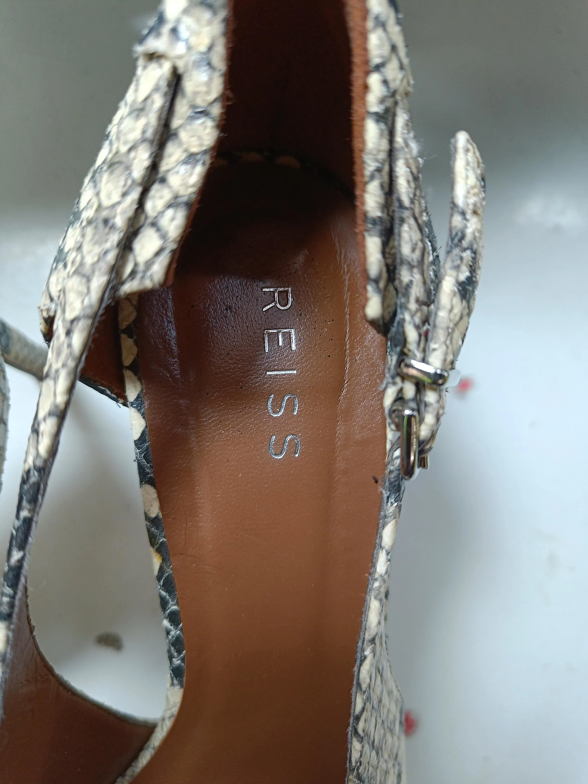 Reiss Women's Heels UK 5 Cream Animal Print 100% Leather Court - Image 8