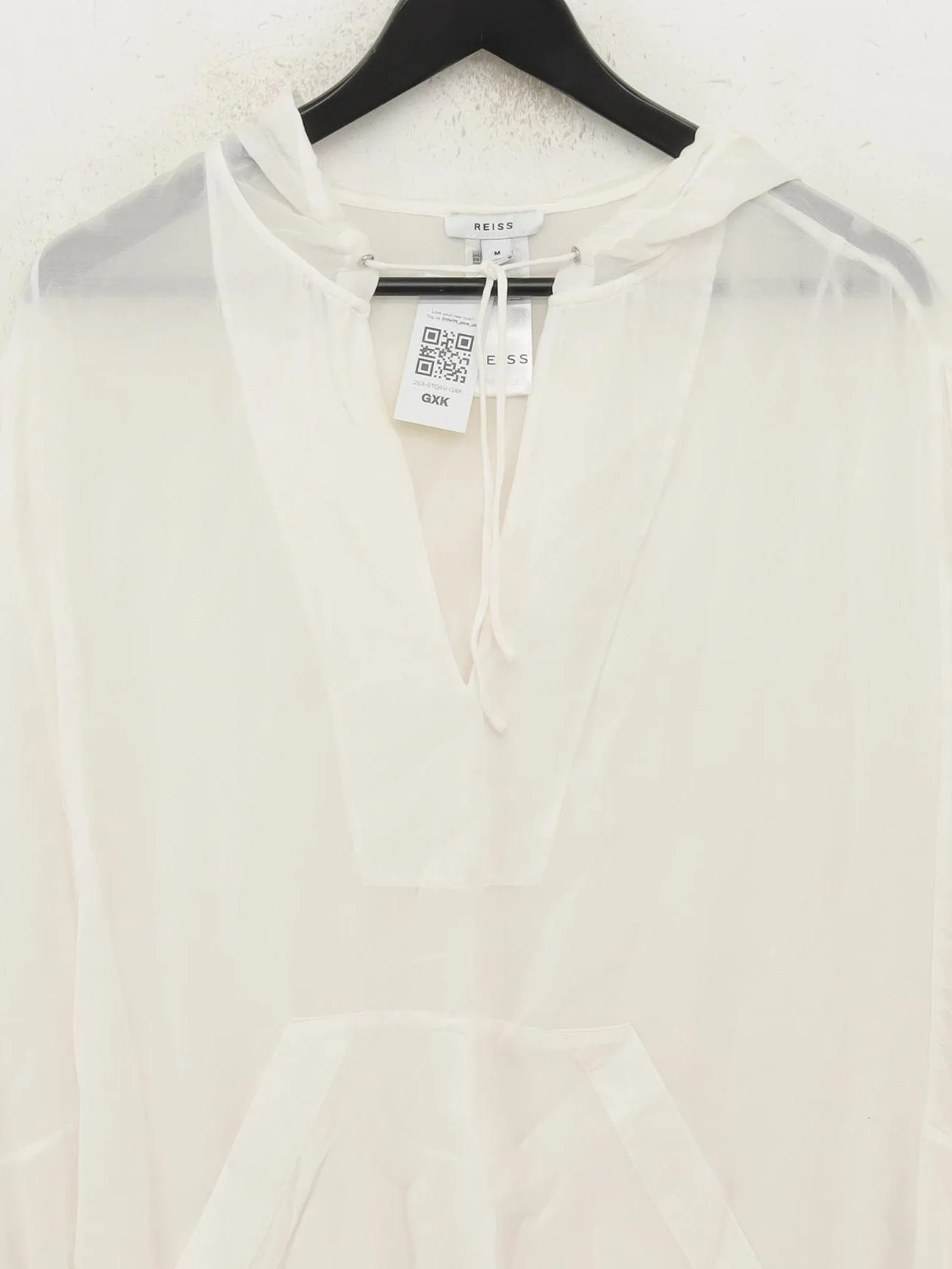 Reiss Women's Hoodie M White Polyester with Elastane Pullover - Image 3