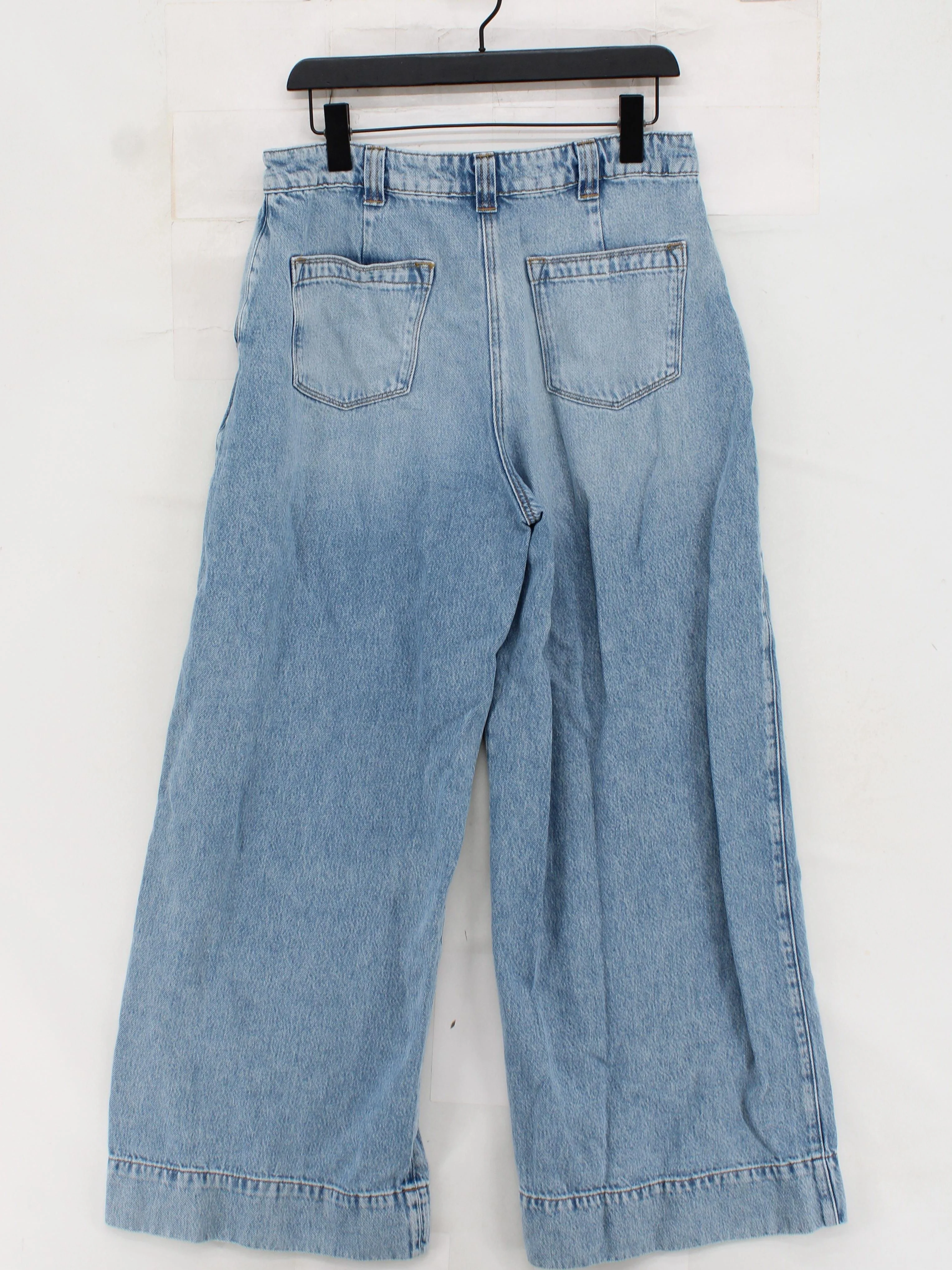 Reiss Women's Jeans W 32 in; L 32 in Blue 100% Cotton Wide-Leg - Image 2