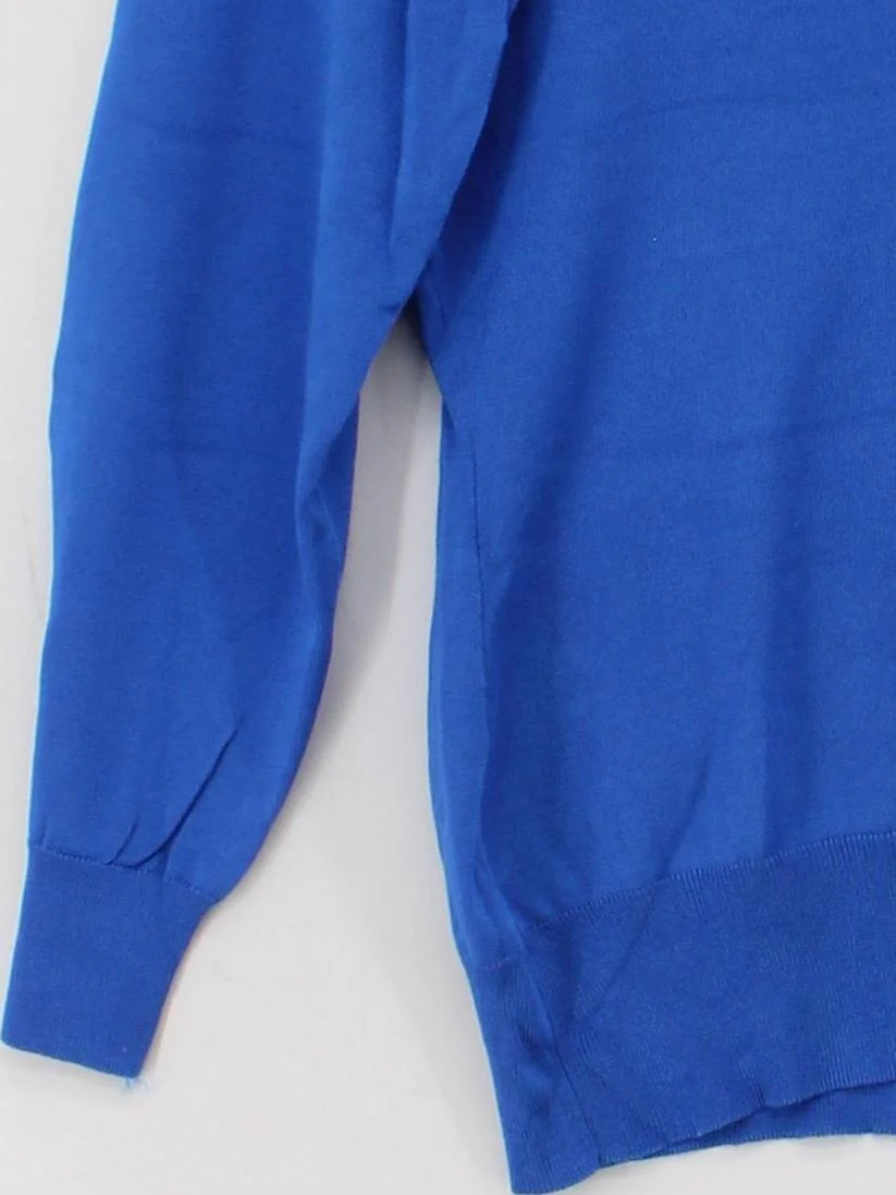 Reiss Women's Jumper L Blue Viscose with Nylon, Elastane V-Neck Pullover - Image 4