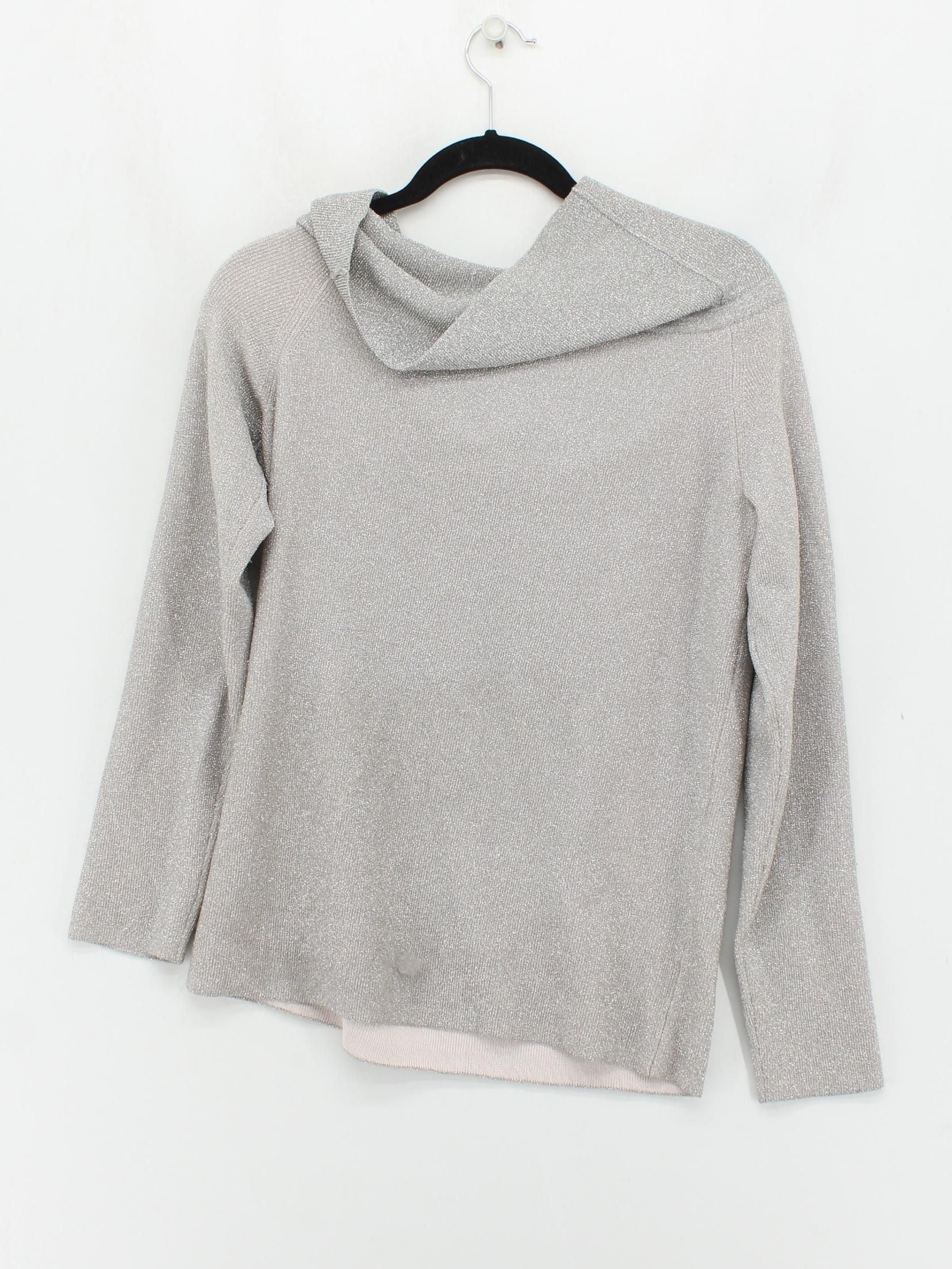 Reiss Women's Jumper L Silver Viscose with Nylon, Elastane Roll Neck Pullover - Image 2