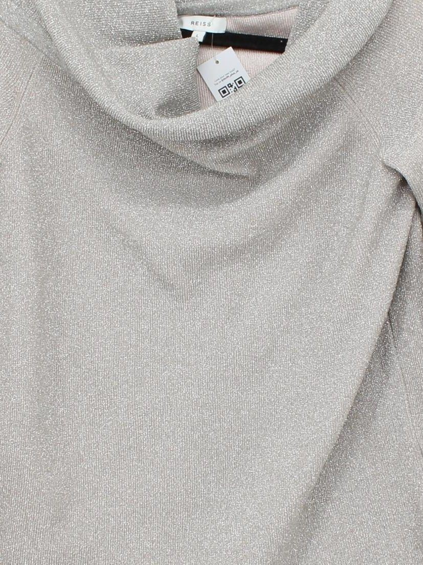 Reiss Women's Jumper L Silver Viscose with Nylon, Elastane Roll Neck Pullover - Image 3