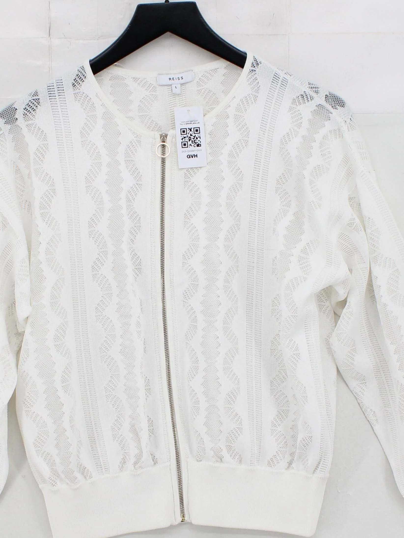 Reiss Women's Jumper L White Viscose with Nylon, Polyester Crew Neck Pullover - Image 3