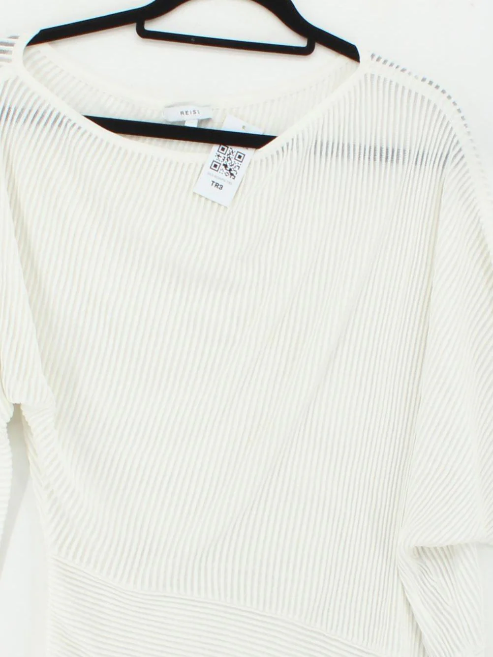 Reiss Women's Jumper M White Viscose with Polyamide V-Neck Pullover - Image 3