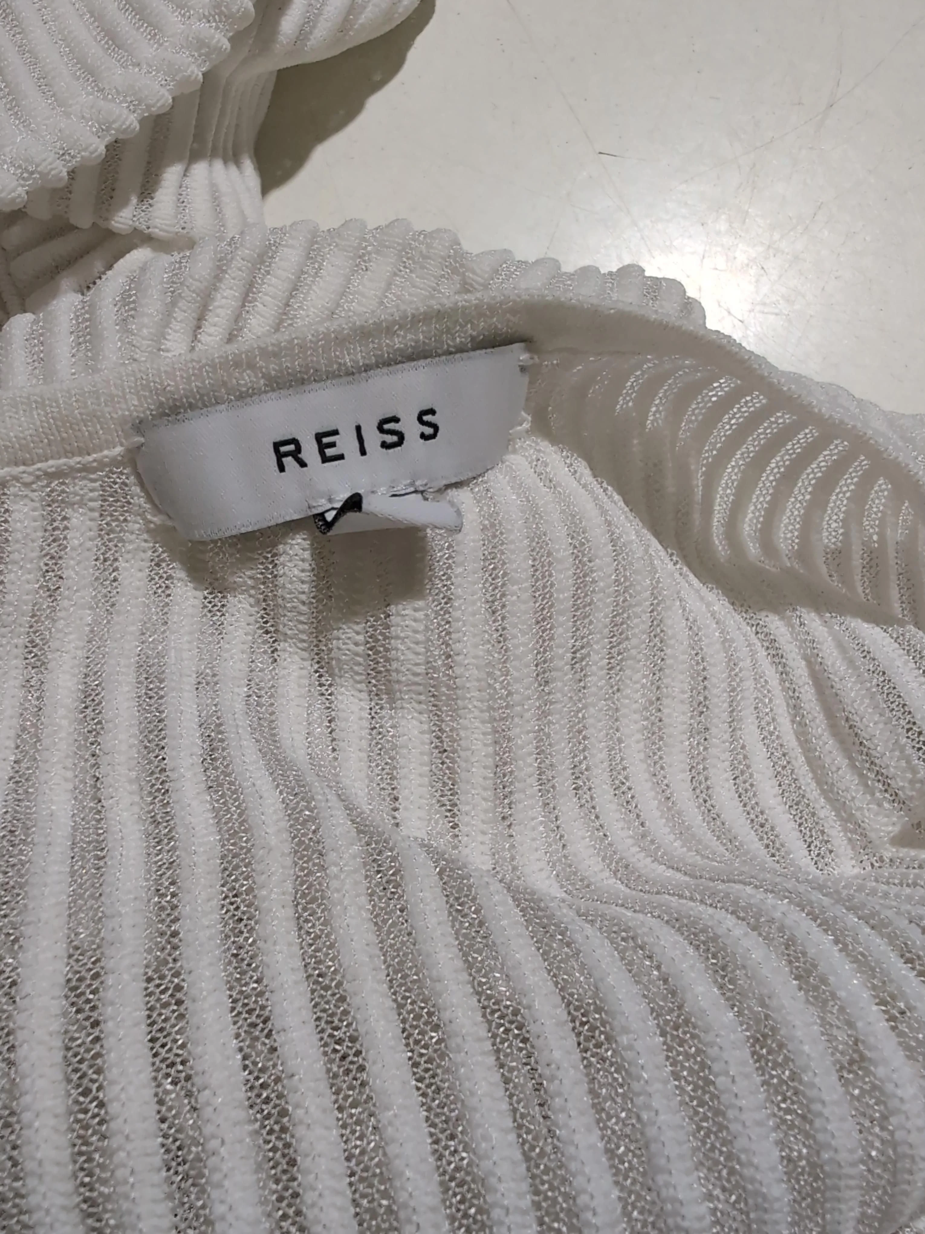 Reiss Women's Jumper M White Viscose with Polyamide V-Neck Pullover - Image 6