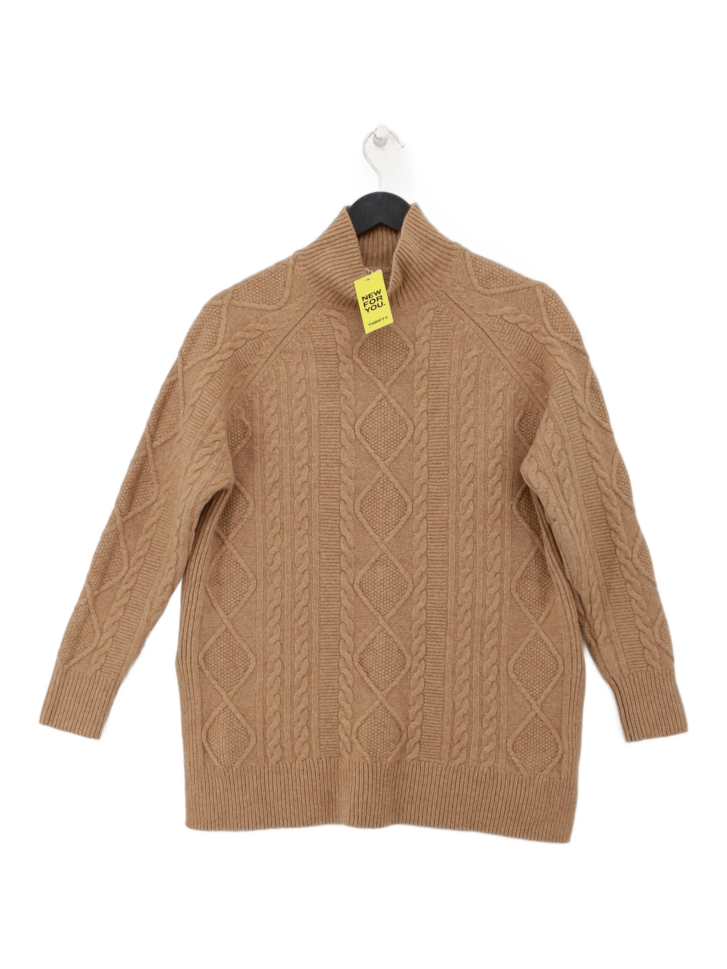 Reiss Women's Jumper S Brown Wool with Polyamide High Neck Pullover