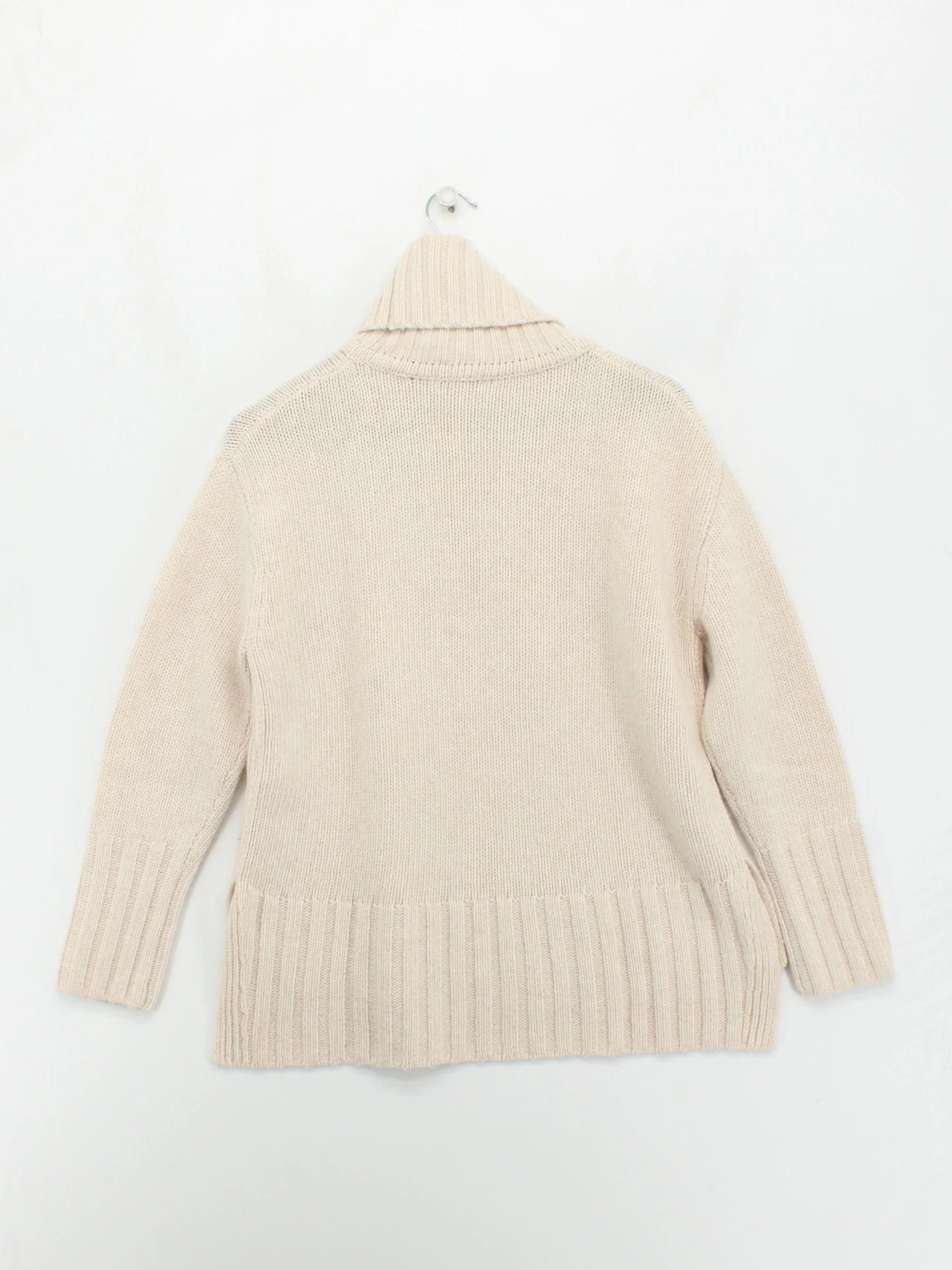 Reiss Women's Jumper S Cream Wool with Cashmere Roll Neck Pullover - Image 2