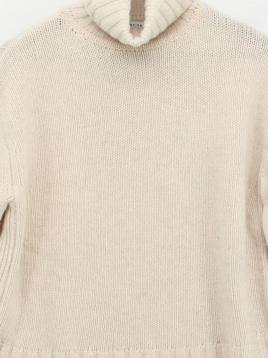 Reiss Women's Jumper S Cream Wool with Cashmere Roll Neck Pullover - Image 3