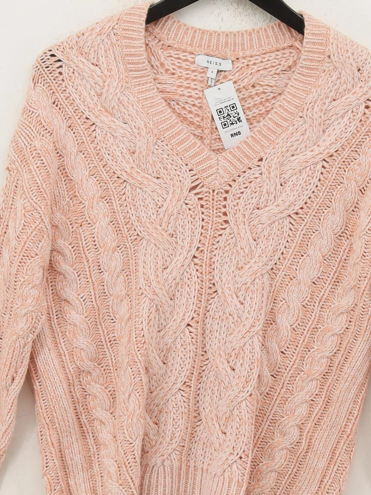 Reiss Women's Jumper S Pink Polyamide with Cotton, Wool V-Neck Pullover - Image 3