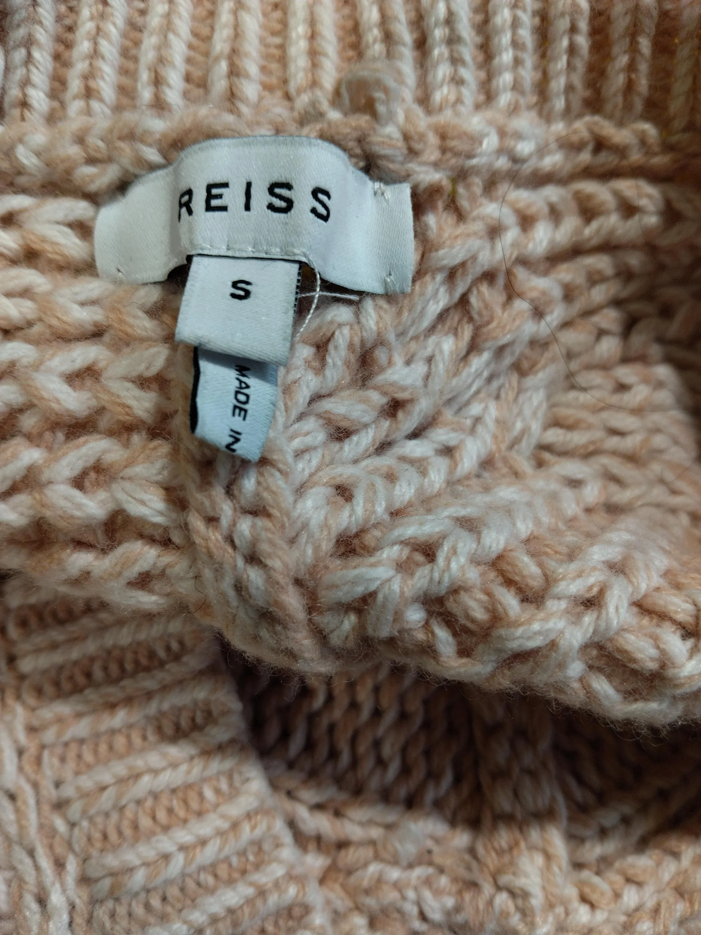 Reiss Women's Jumper S Pink Polyamide with Cotton, Wool V-Neck Pullover - Image 6