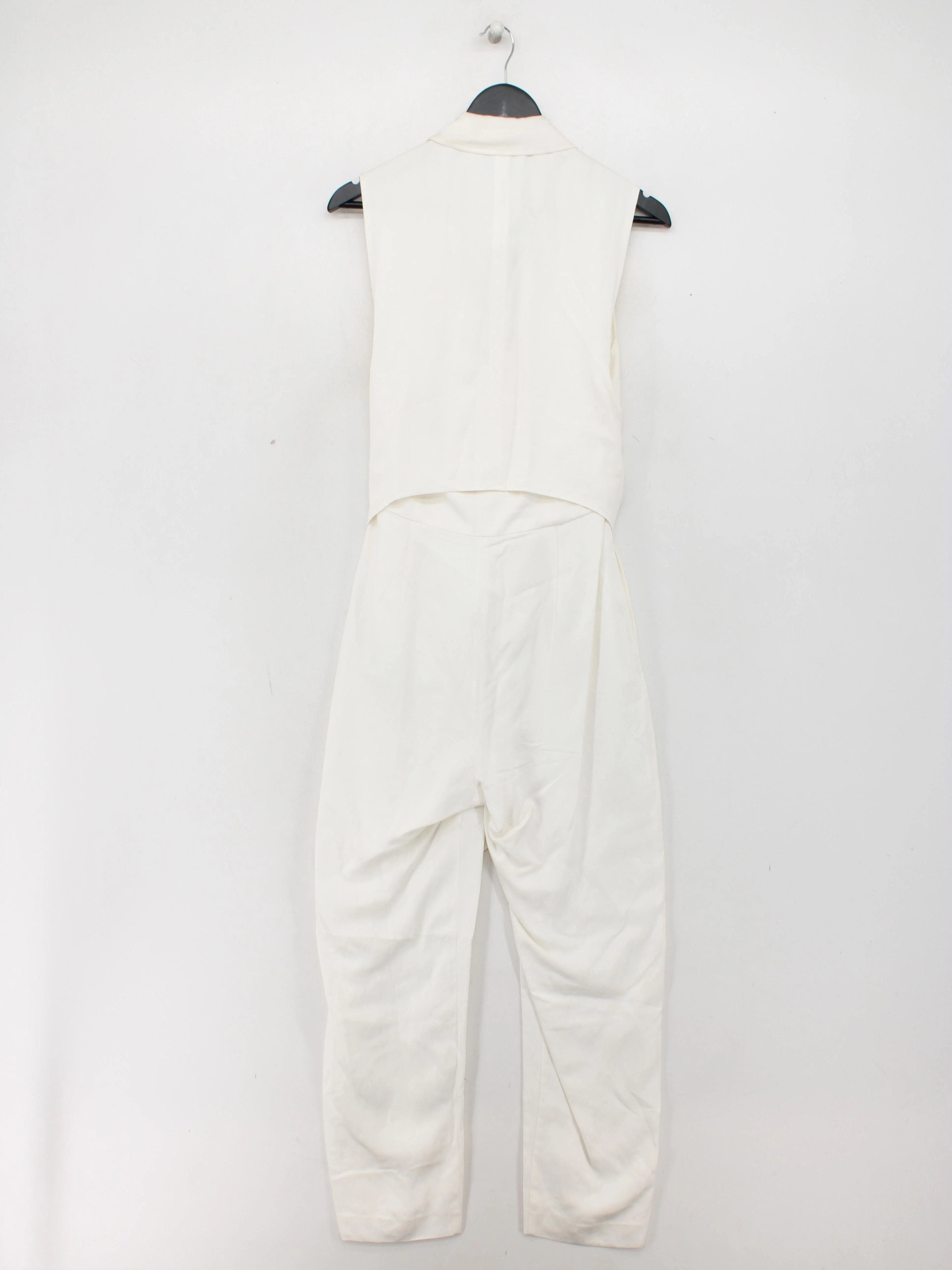 Reiss Women's Jumpsuit UK 10 White Viscose with Linen Wide-Leg Jumpsuit - Image 2
