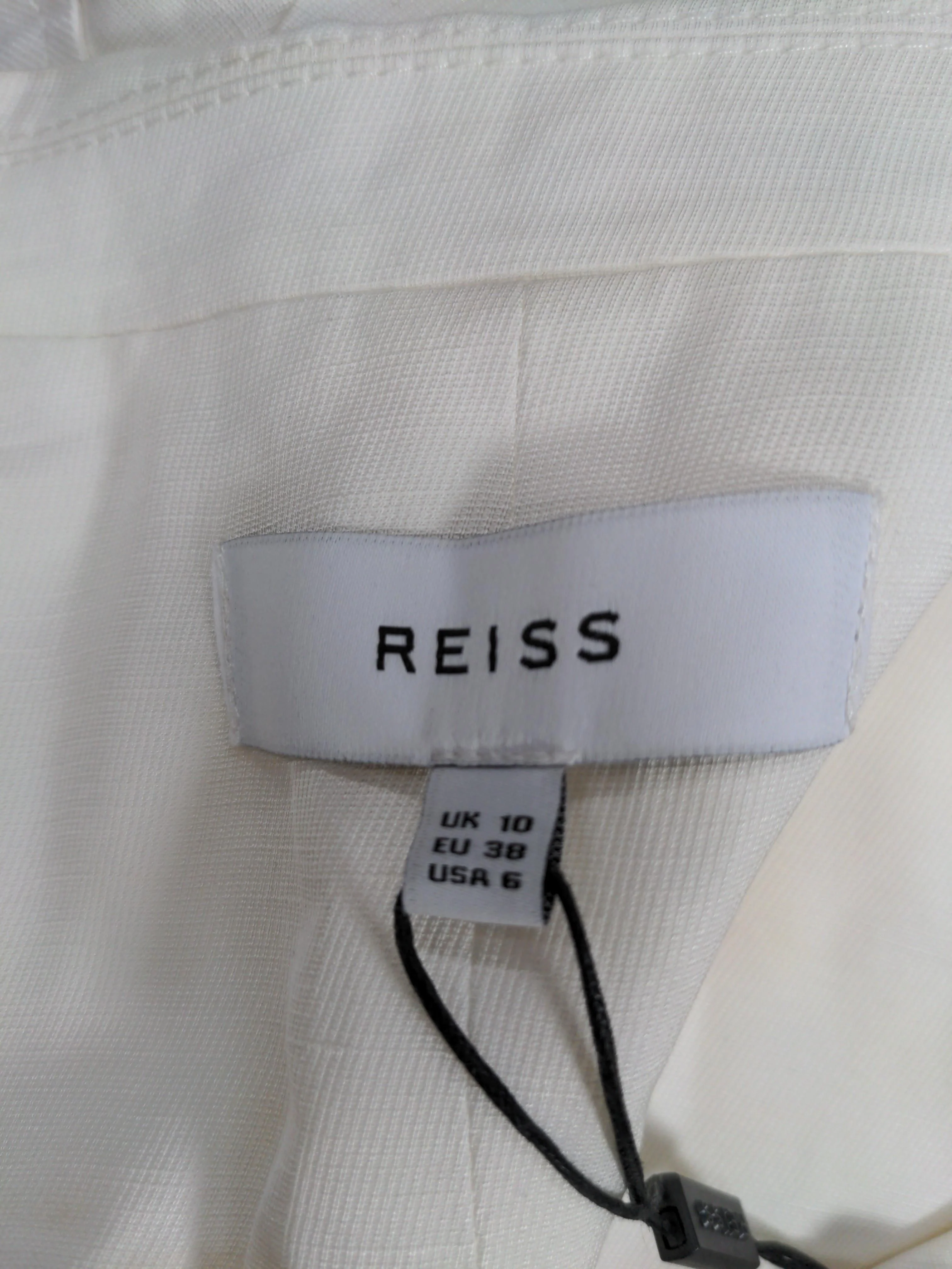 Reiss Women's Jumpsuit UK 10 White Viscose with Linen Wide-Leg Jumpsuit - Image 6