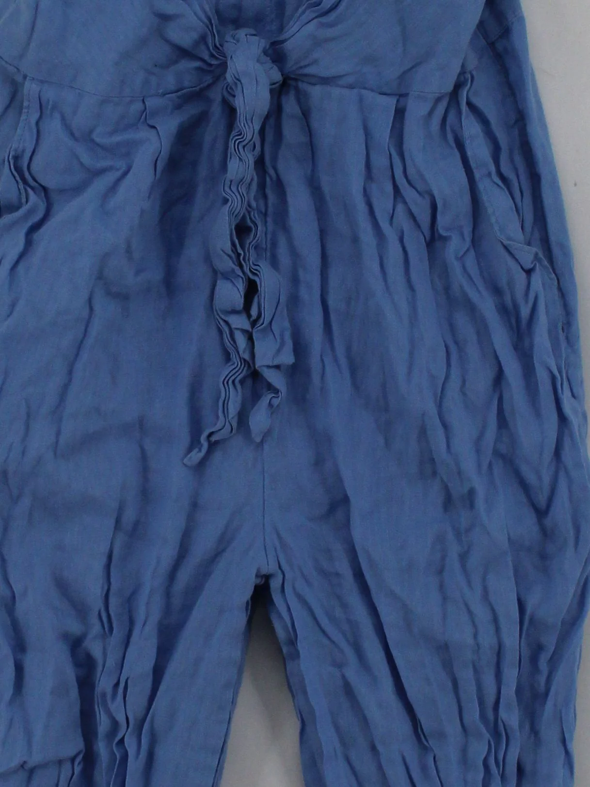 Reiss Women's Jumpsuit UK 14 Blue Linen with Cotton Wide-Leg Jumpsuit - Image 3