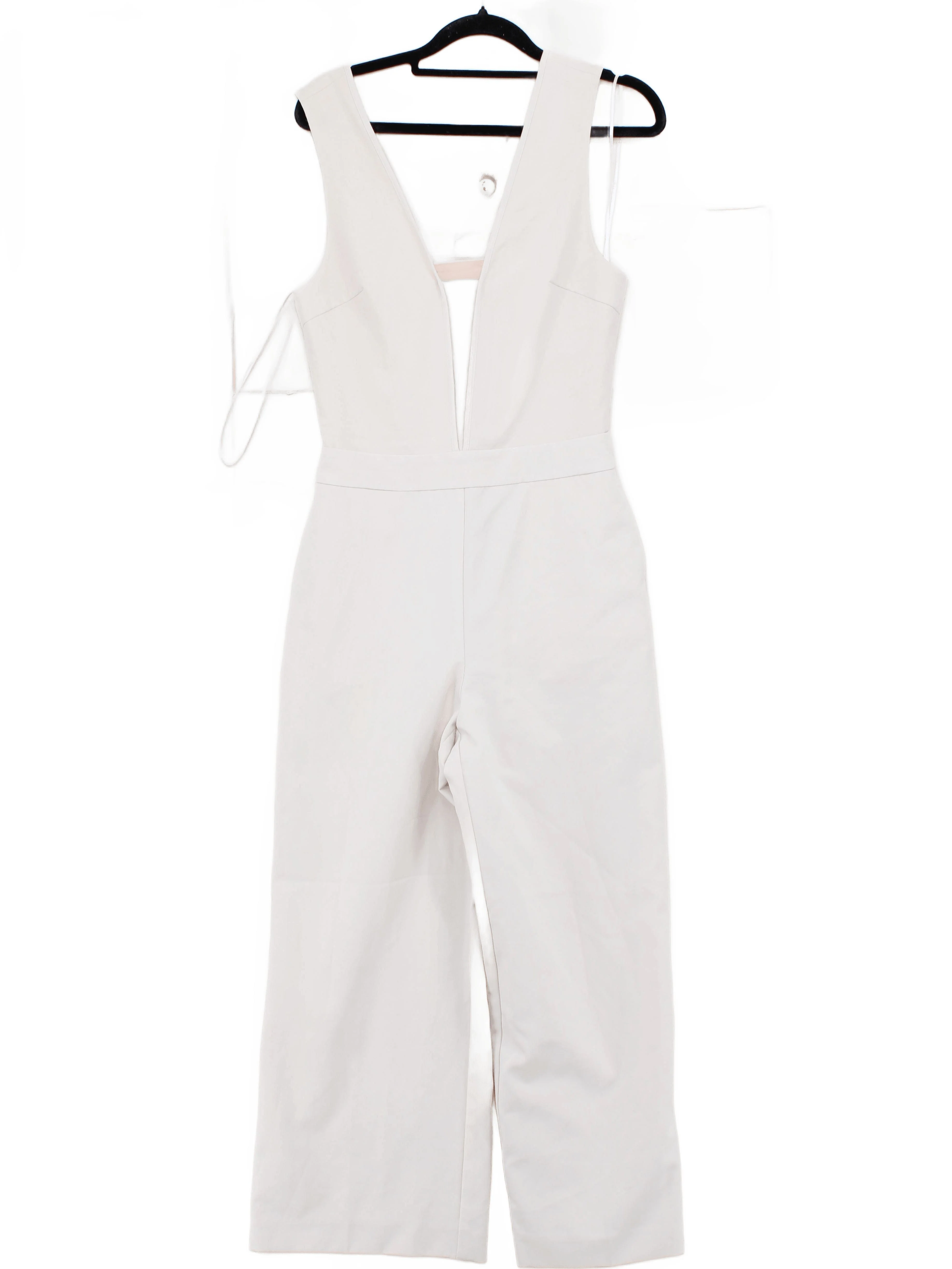 Reiss Women's Jumpsuit UK 6 Cream Polyester with Elastane Wide-Leg Jumpsuit