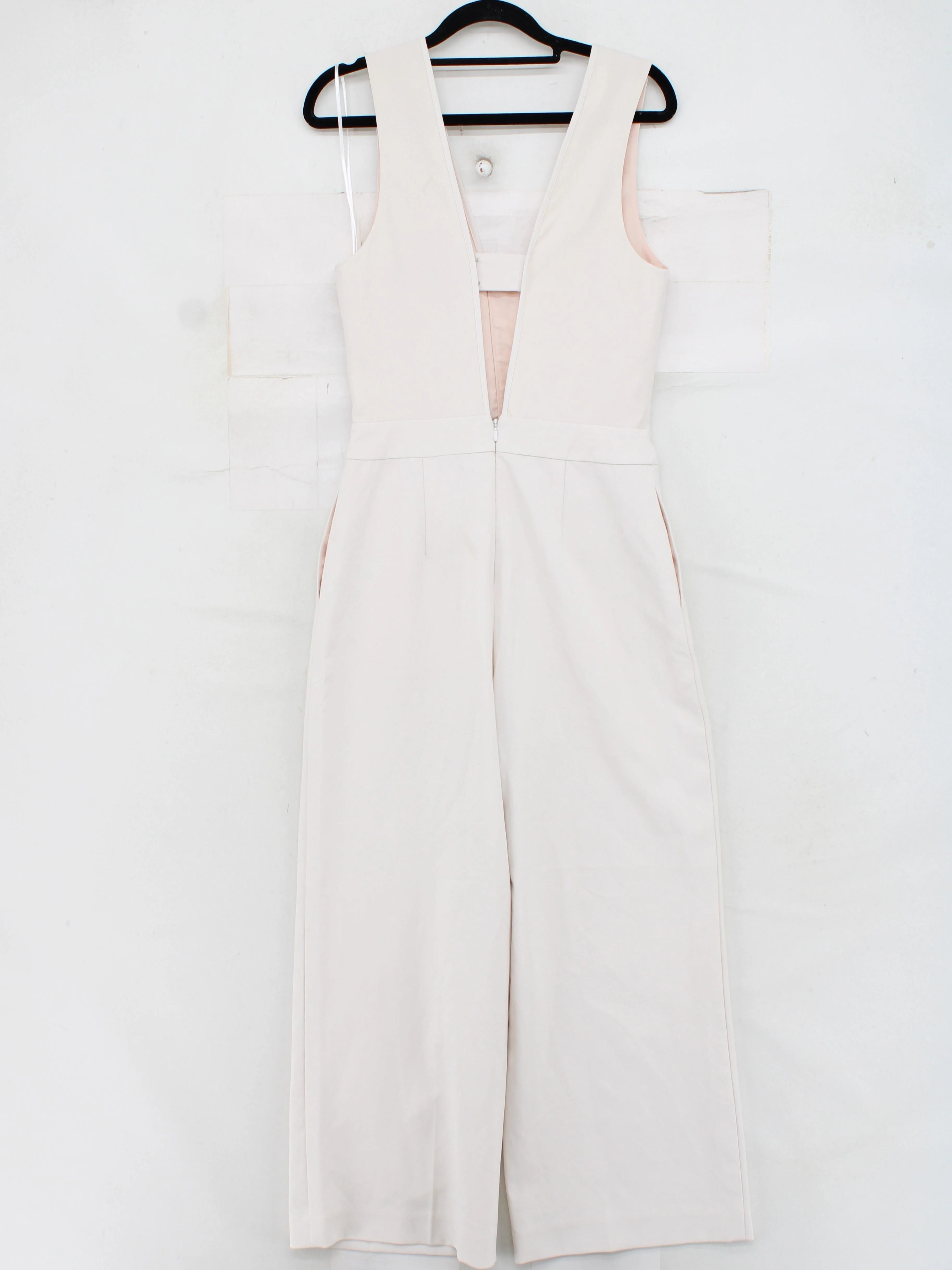 Reiss Women's Jumpsuit UK 6 Cream Polyester with Elastane Wide-Leg Jumpsuit - Image 2