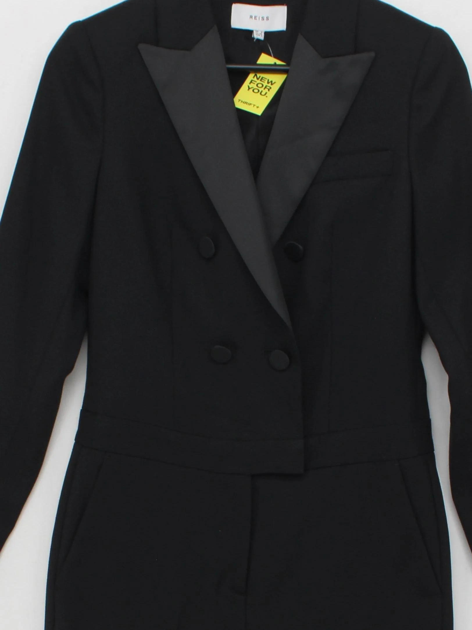 Reiss Women's Jumpsuit UK 8 Black Wool with Polyester, Elastane Tapered Jumpsuit - Image 3