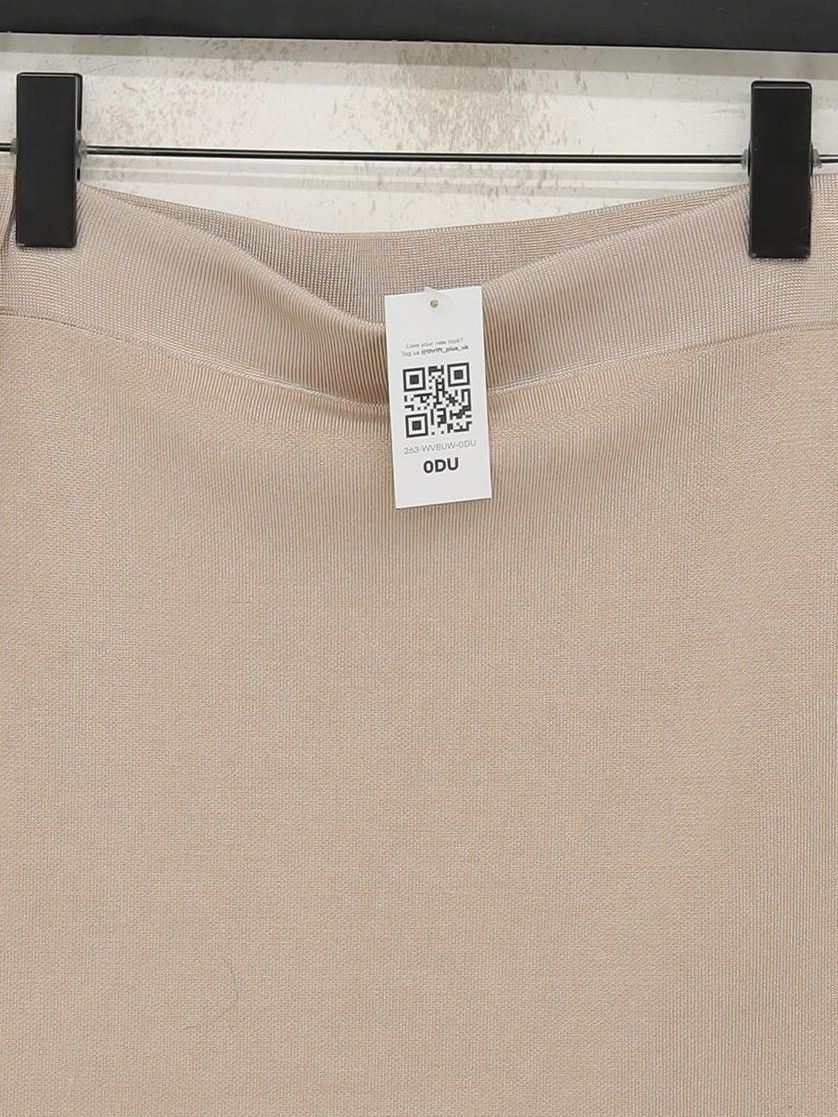 Reiss Women's Midi Skirt L Tan Viscose with Nylon, Elastane Straight & Pencil - Image 3