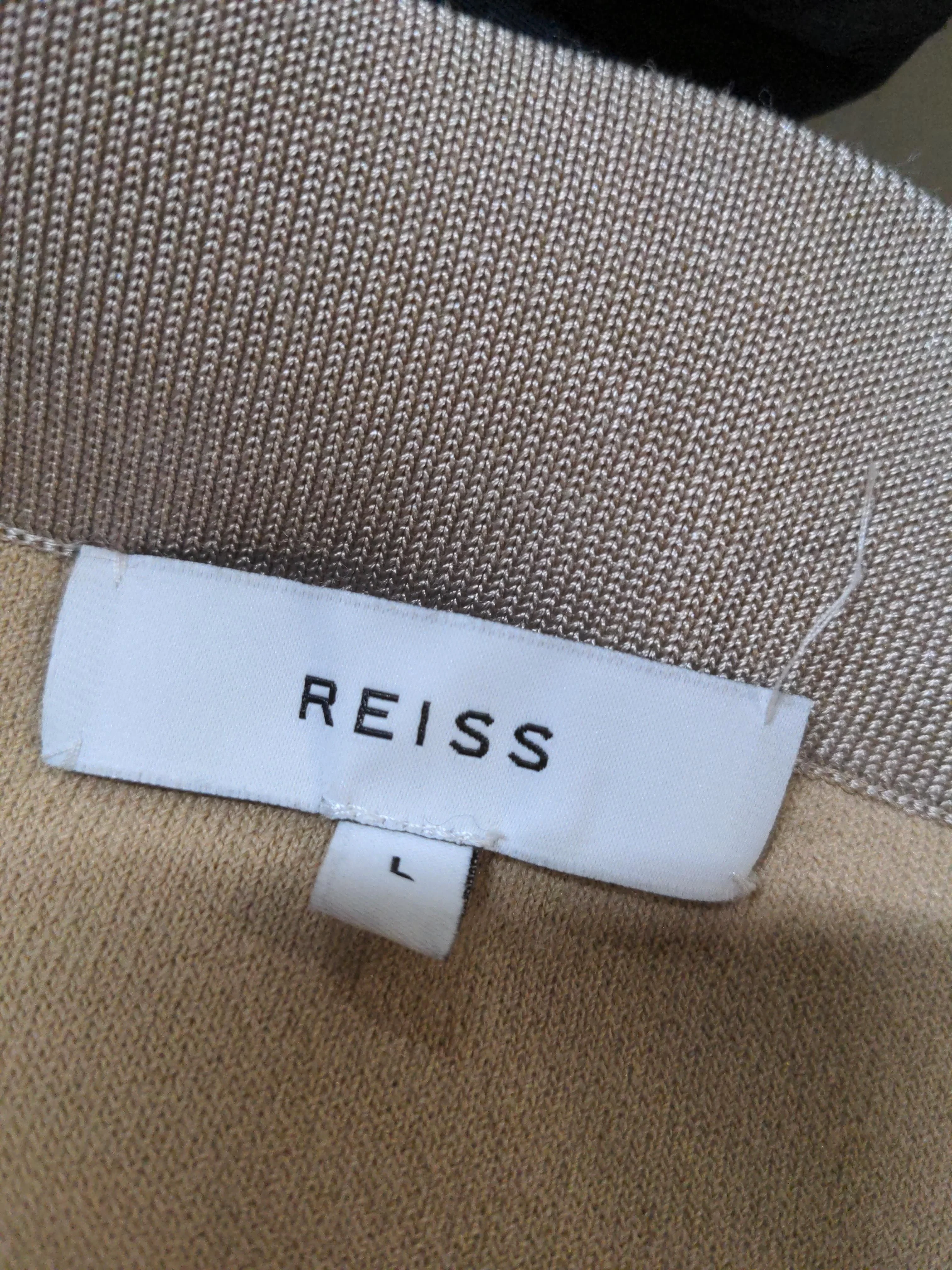 Reiss Women's Midi Skirt L Tan Viscose with Nylon, Elastane Straight & Pencil - Image 6