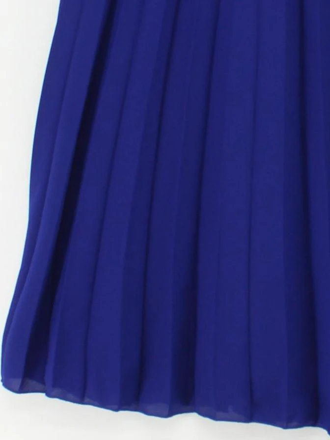 Reiss Women's Midi Skirt UK 10 Blue 100% Polyester Midi Pleated - Image 4