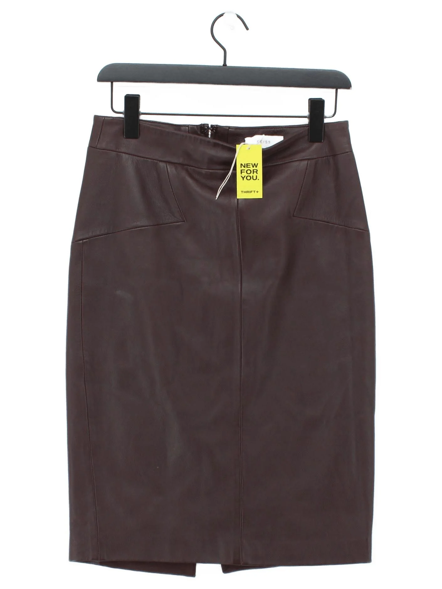Reiss Women's Midi Skirt UK 10 Brown Leather with Polyester Straight & Pencil