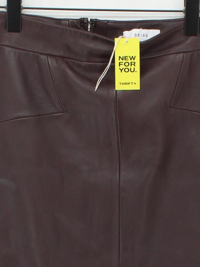 Reiss Women's Midi Skirt UK 10 Brown Leather with Polyester Straight & Pencil - Image 3