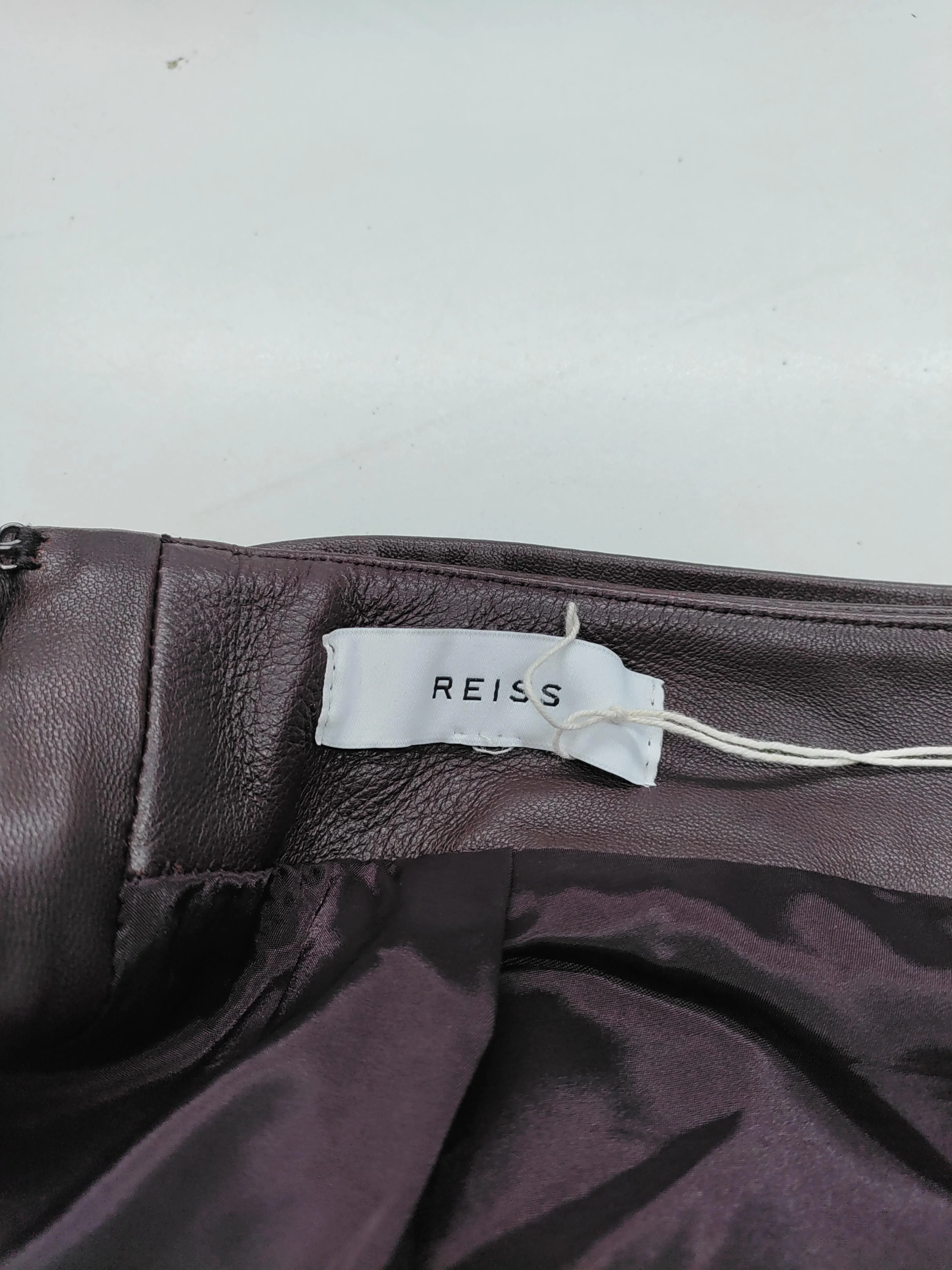 Reiss Women's Midi Skirt UK 10 Brown Leather with Polyester Straight & Pencil - Image 5