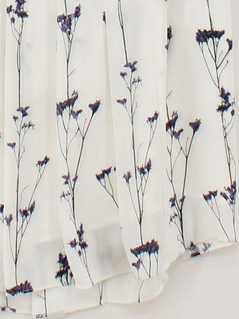 Reiss Women's Midi Skirt UK 12 White Floral 100% Polyester Midi Pleated - Image 4