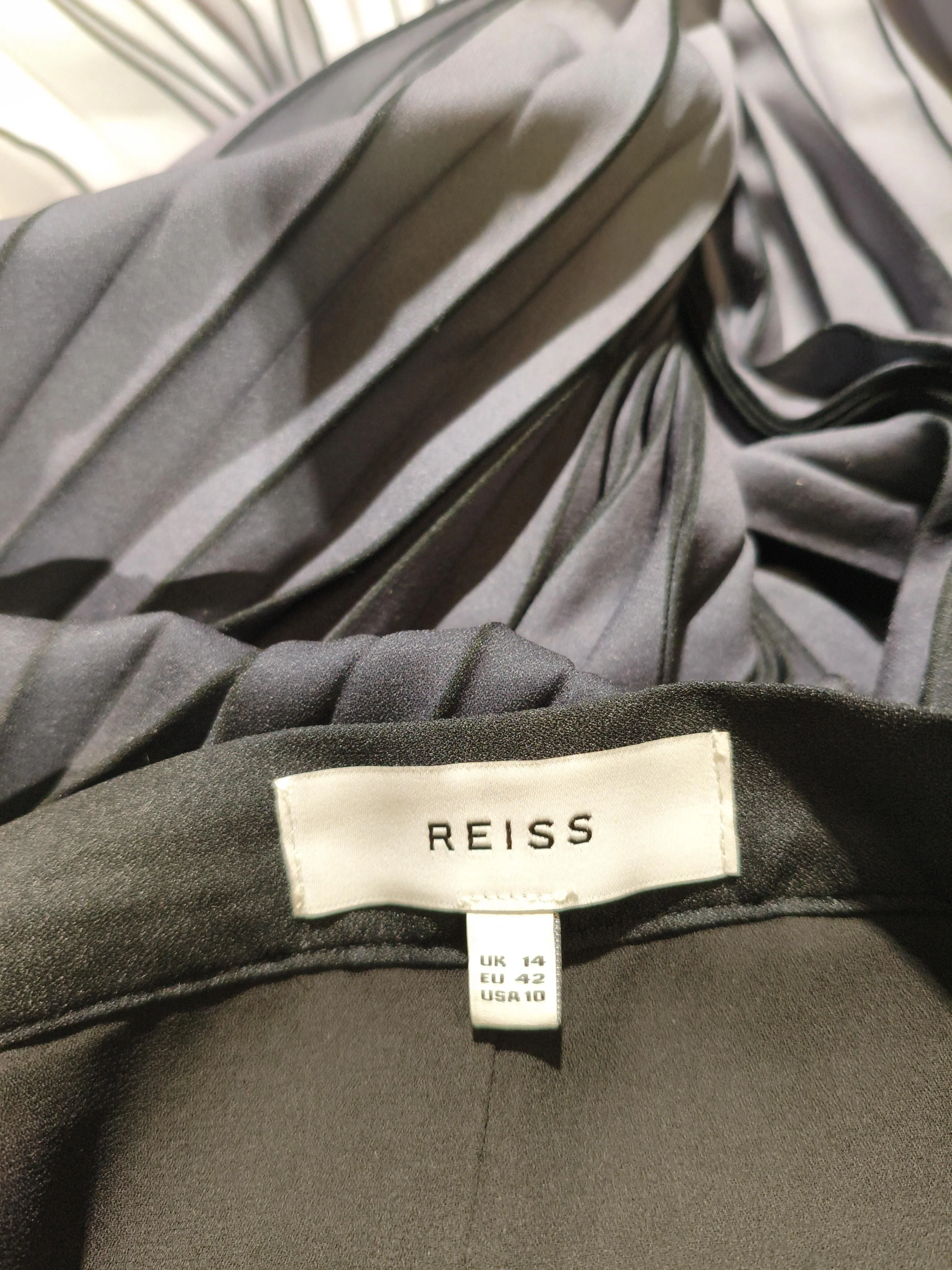 Reiss Women's Midi Skirt UK 14 Black 100% Polyester Midi Pleated - Image 5