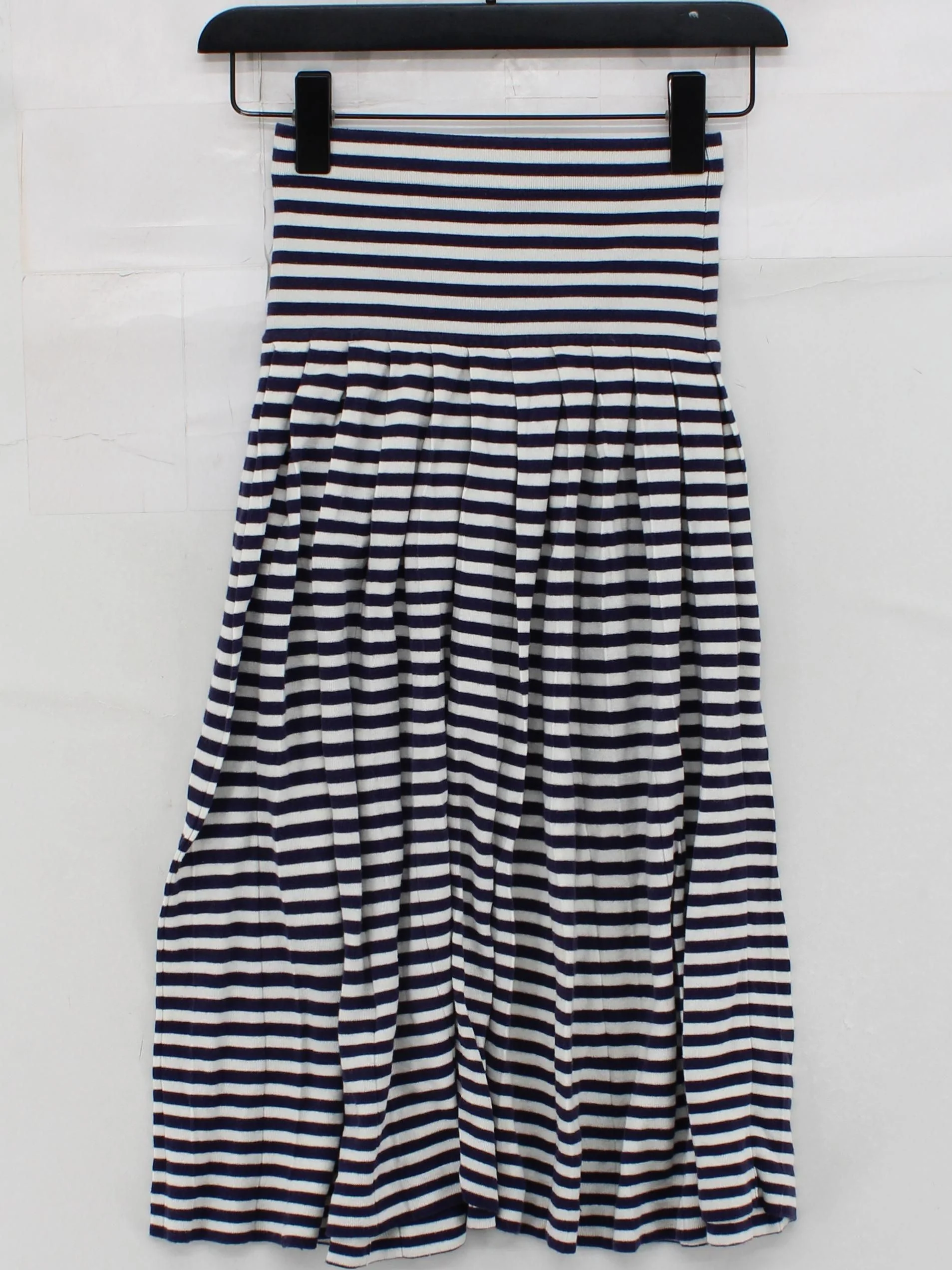 Reiss Women's Midi Skirt UK 6 Blue Cotton with Nylon, Elastane Pleated - Image 2