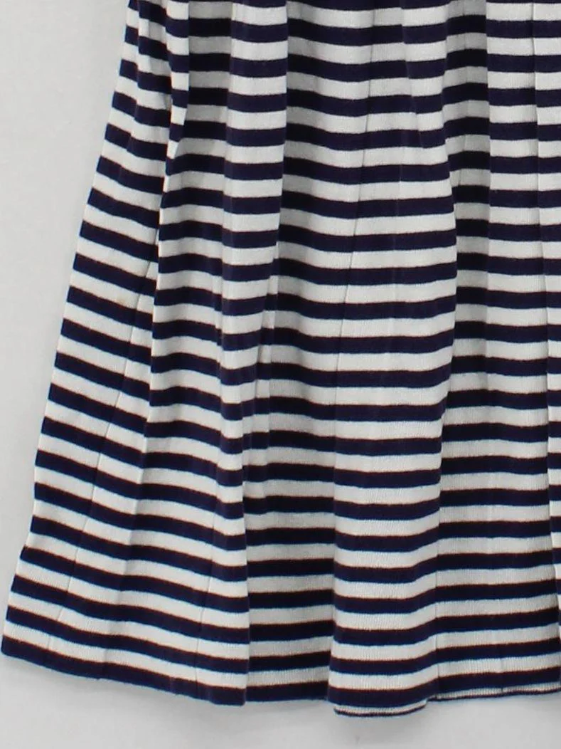 Reiss Women's Midi Skirt UK 6 Blue Cotton with Nylon, Elastane Pleated - Image 4