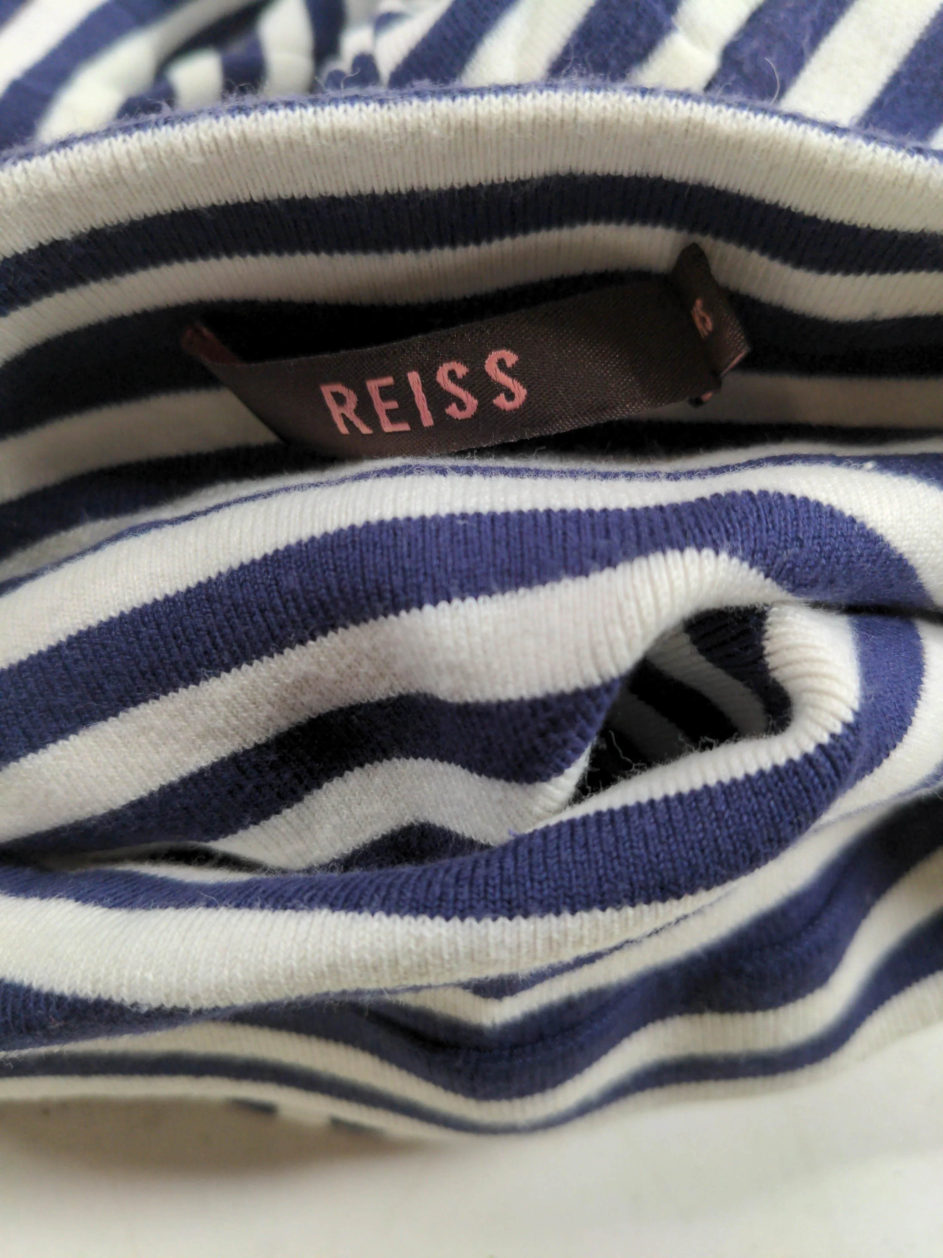 Reiss Women's Midi Skirt UK 6 Blue Cotton with Nylon, Elastane Pleated - Image 6