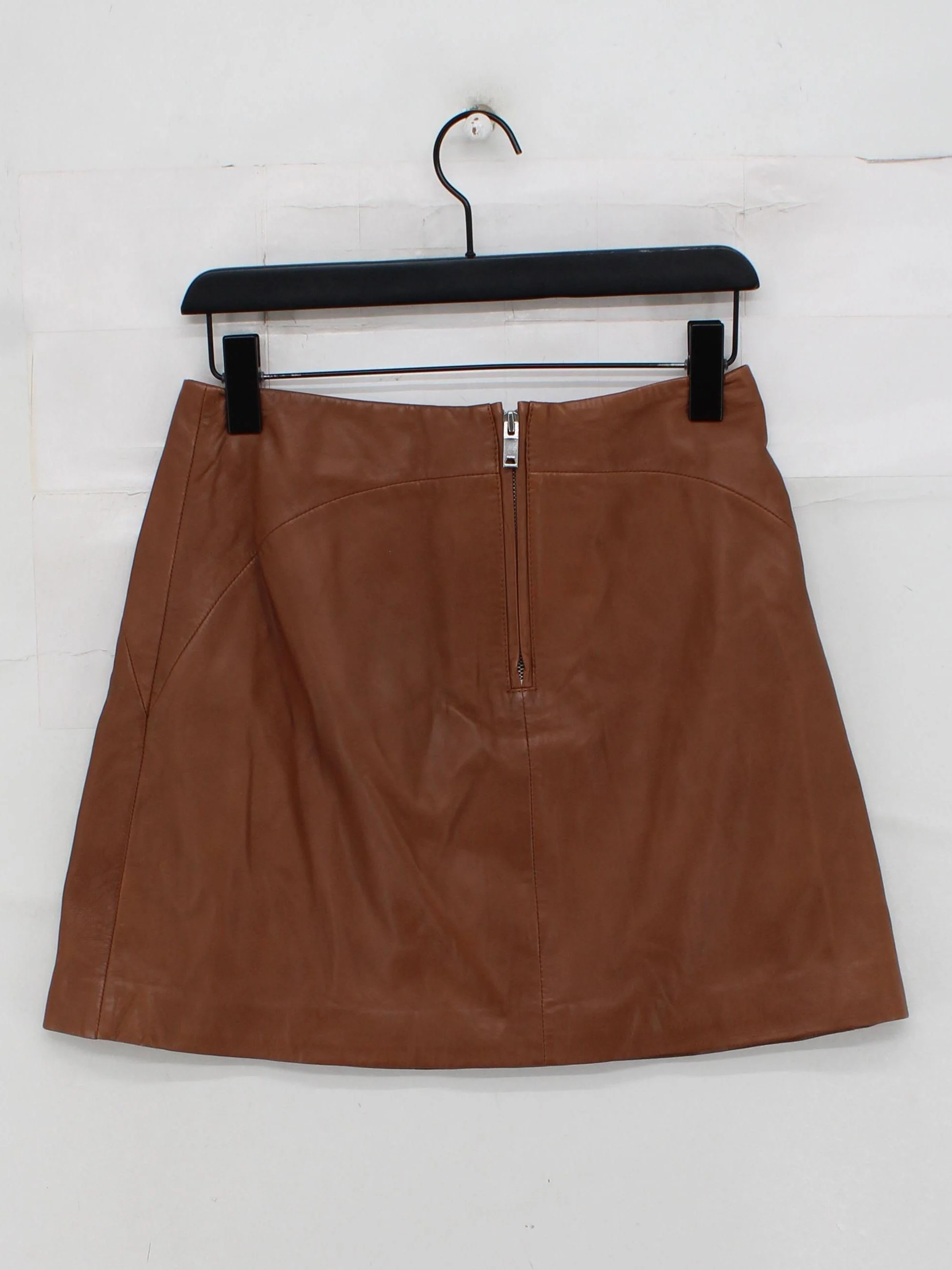 Reiss Women's Mini Skirt UK 10 Brown Leather with Polyester, Elastane Short Mini - Image 2