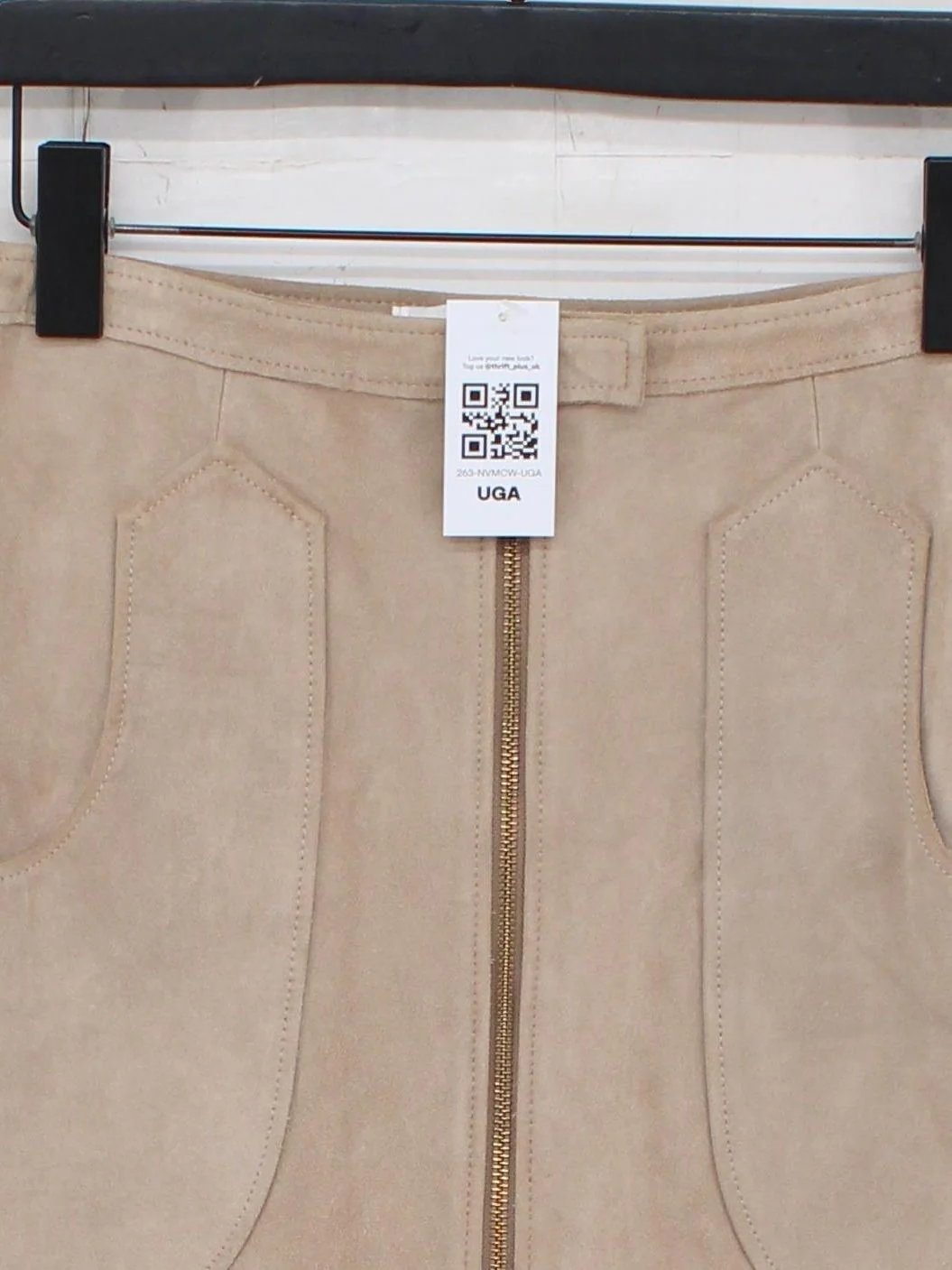 Reiss Women's Mini Skirt UK 8 Tan Leather with Polyester Short Mini - Image 3