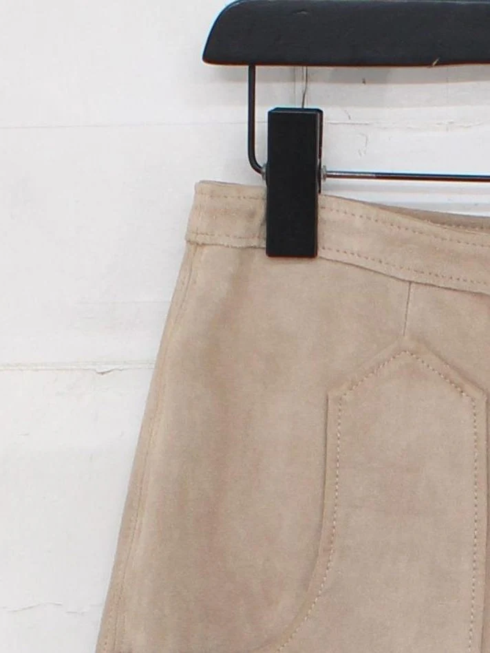 Reiss Women's Mini Skirt UK 8 Tan Leather with Polyester Short Mini - Image 4