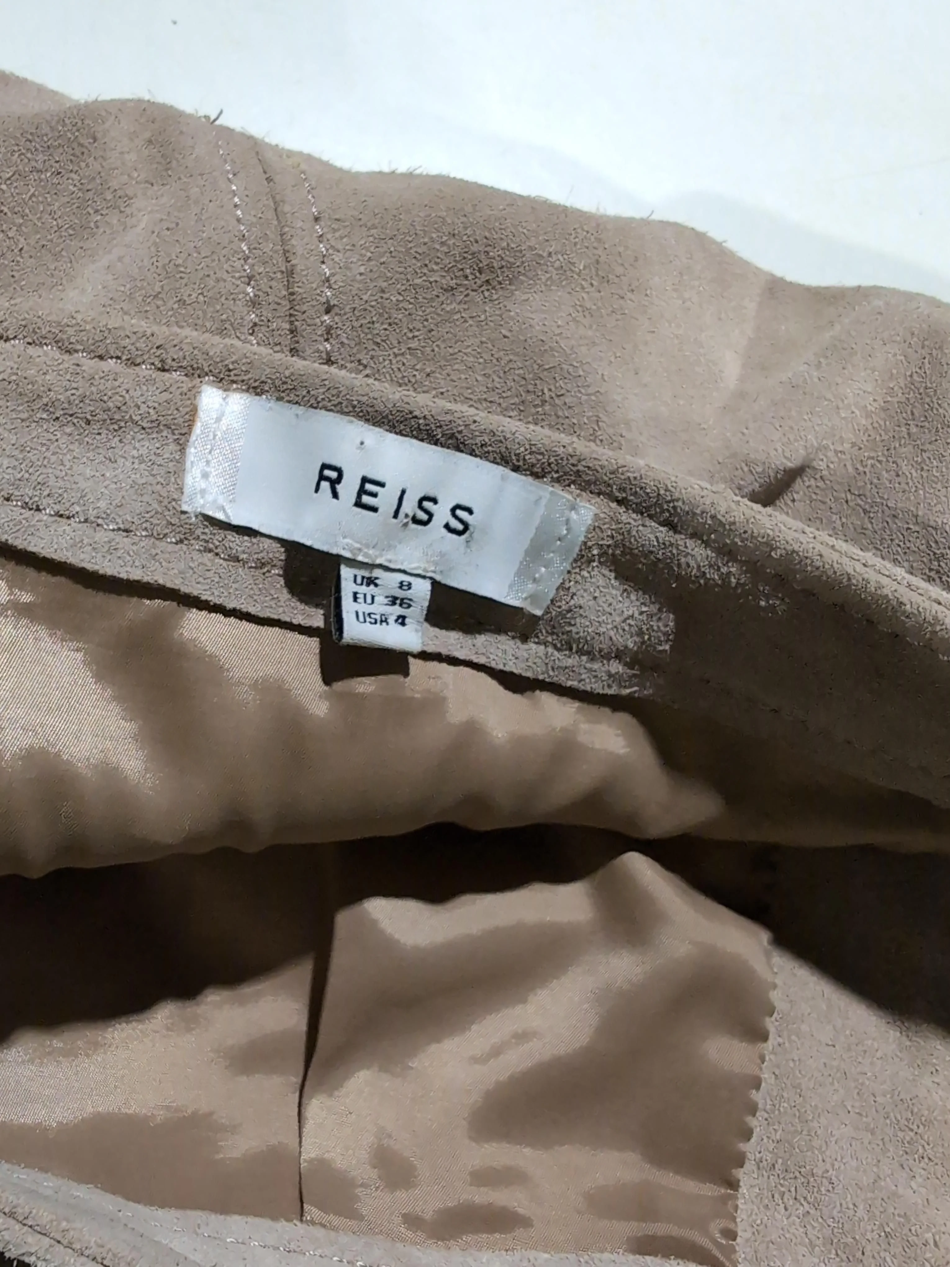 Reiss Women's Mini Skirt UK 8 Tan Leather with Polyester Short Mini - Image 6