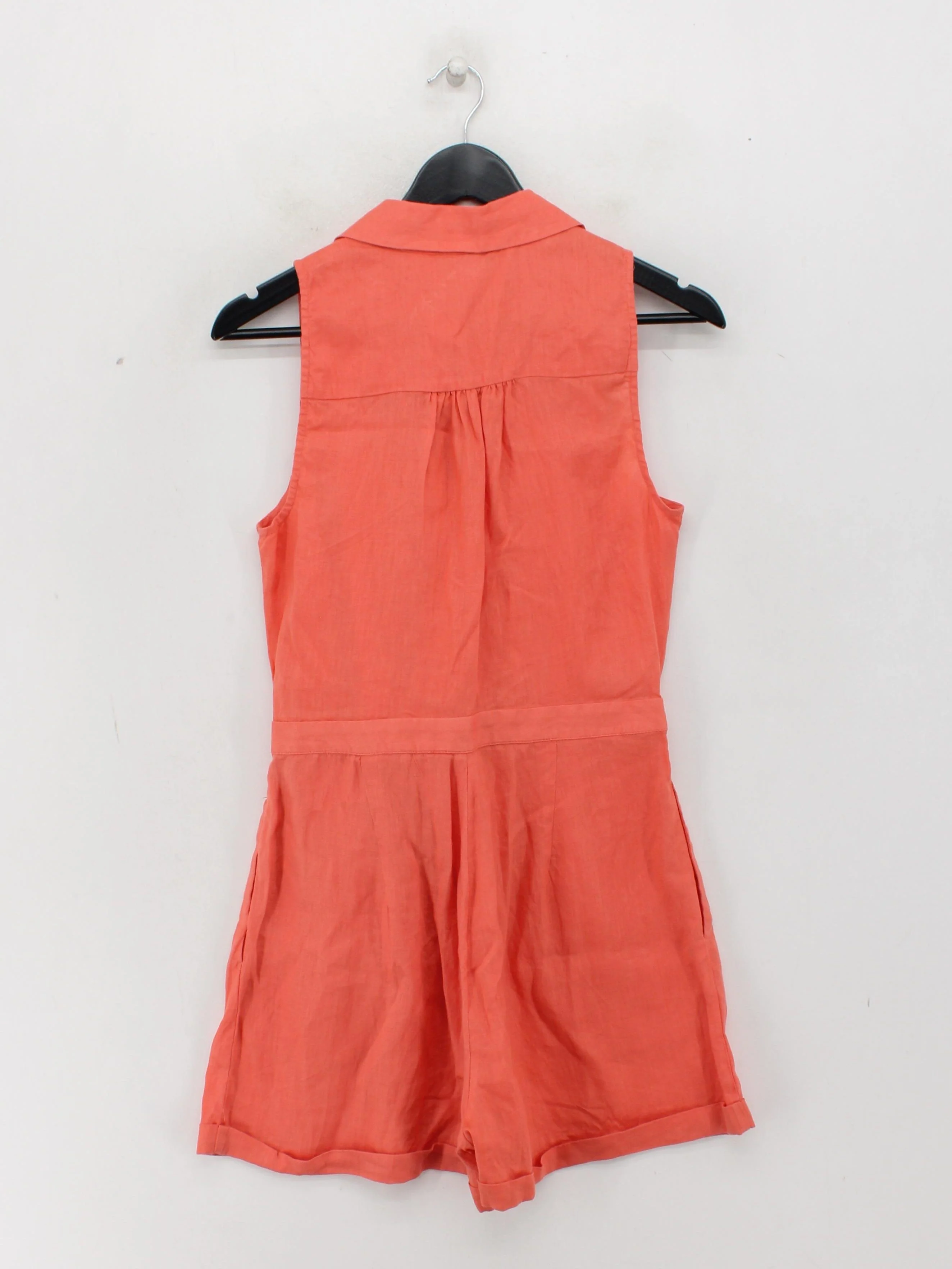 Reiss Women's Playsuit UK 10 Orange Linen with Cotton Playsuit - Image 2