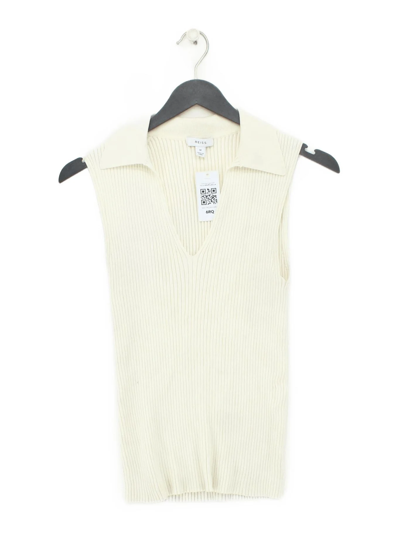Reiss Women's Polo M Cream 100% Other Sleeveless Collared Basic