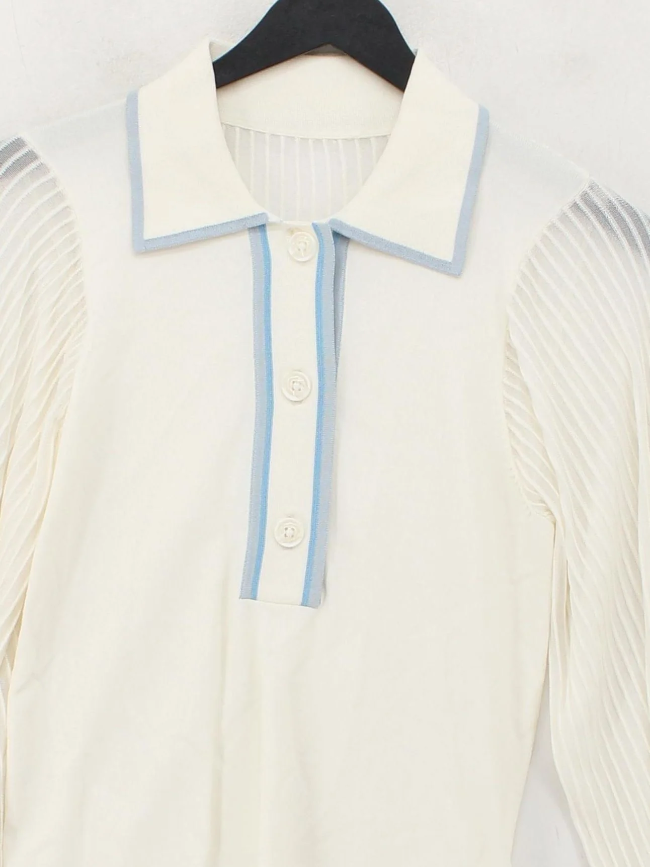 Reiss Women's Polo S Cream Viscose with Polyamide, Elastane Basic - Image 3