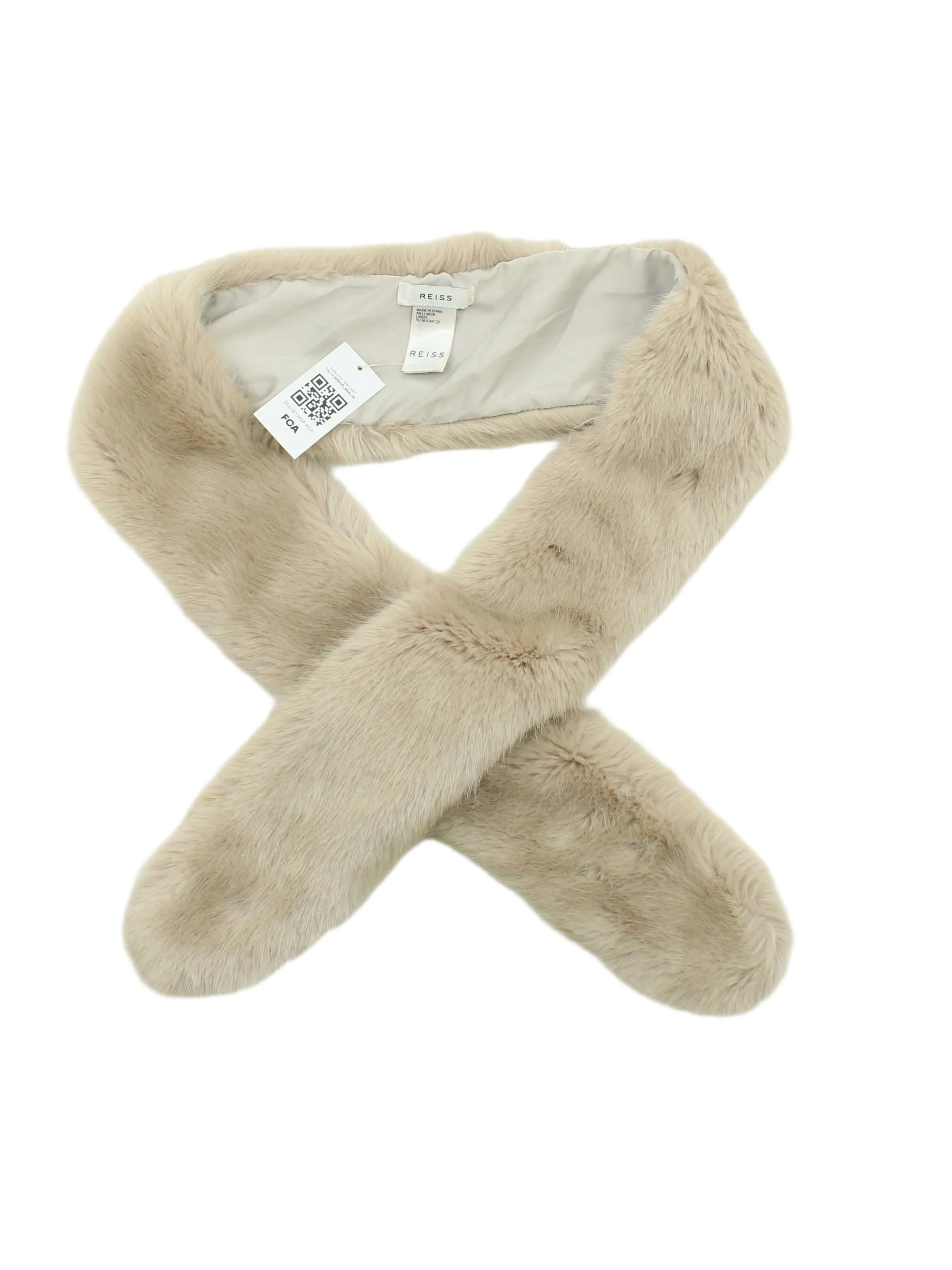 Reiss Women's Scarf Cream 100% Faux Fur Rectangle Scarf